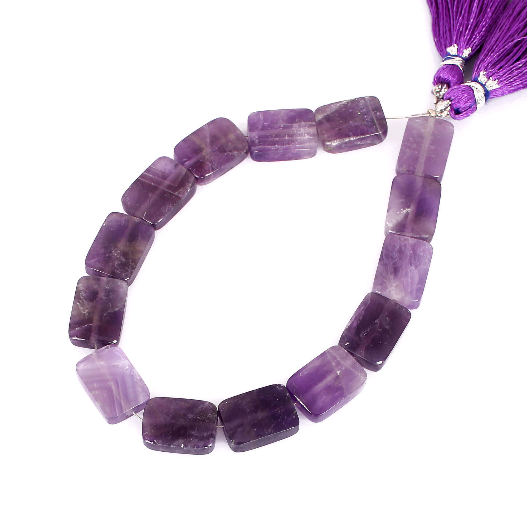 Natural African Amethyst Loose Gemstone 217 Gram 14x10 mm Rectangle Briolette Faceted Beads Strand for Jewelry Making 1 Line Strand