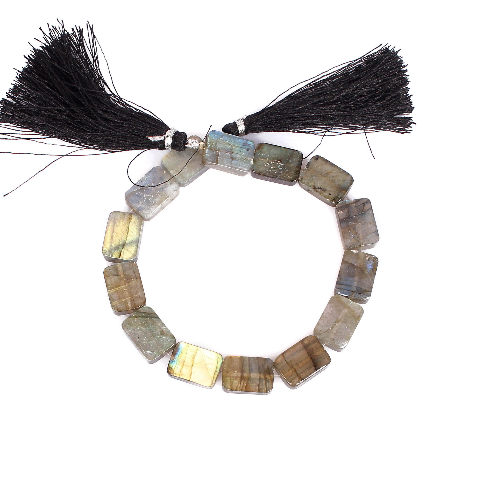 Natural Labradorite Loose Gemstone 229 Gram 14x10 mm Rectangle Briolette Smooth Beads Strand for Jewelry Making 1 Line Strand