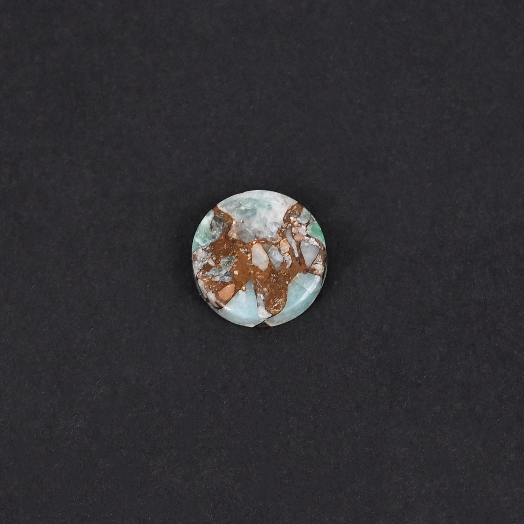 Natural Amazonite Copper Mohave Loose Gemstone 3 Carat Round 10x10 mm Flat-back Cabochon for Jewelry Making  1 Pcs
