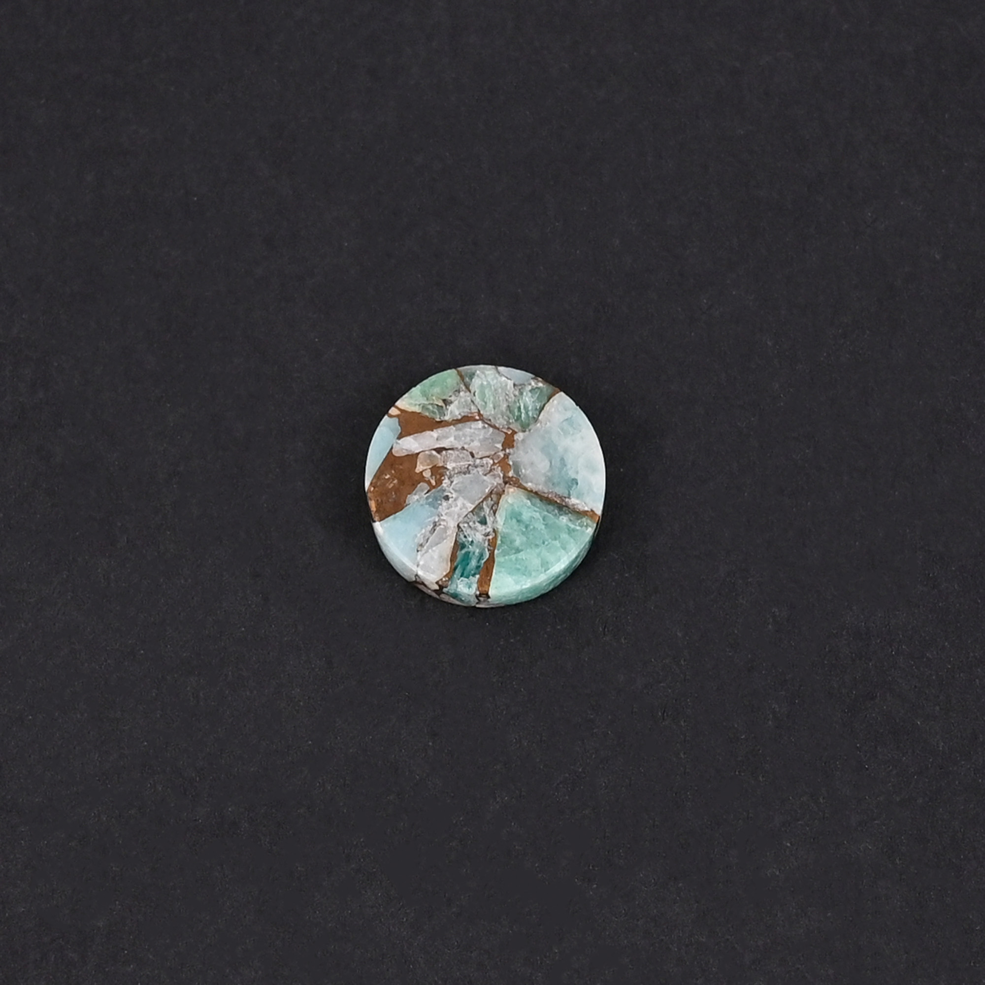 Natural Amazonite Copper Mohave Loose Gemstone 3 Carat Round 10x10 mm Flat-back Cabochon for Jewelry Making 1 Pcs
