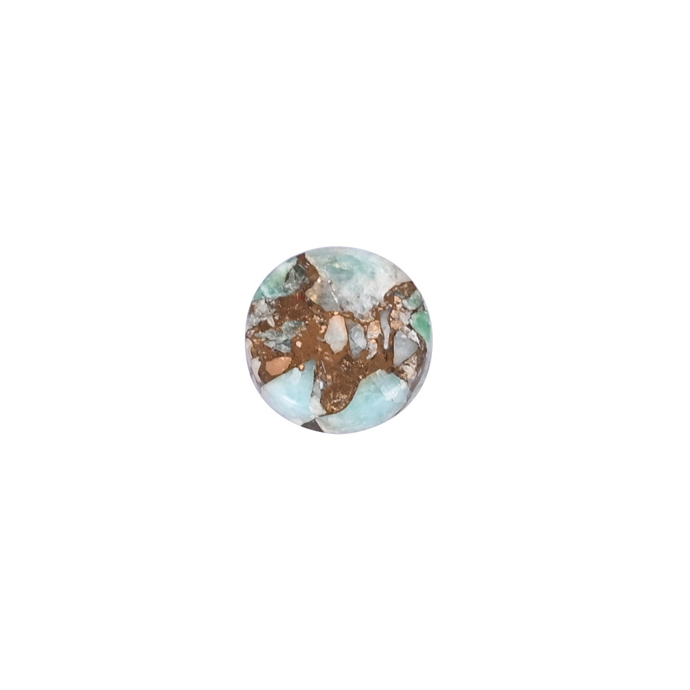 Image of Natural Amazonite Copper Mohave Loose Gemstone 3 Carat Round 10x10 mm Flat-back Cabochon for Jewelry Making | 1 Pcs