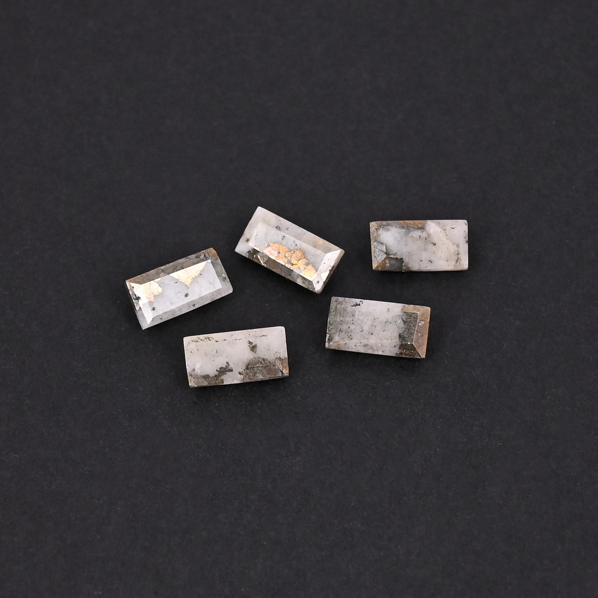 Natural Pyrite Marcasite Loose Gemstone 2 Carat Rectangle 10x5 mm Flat-back Faceted for Jewelry Making  1 Pcs