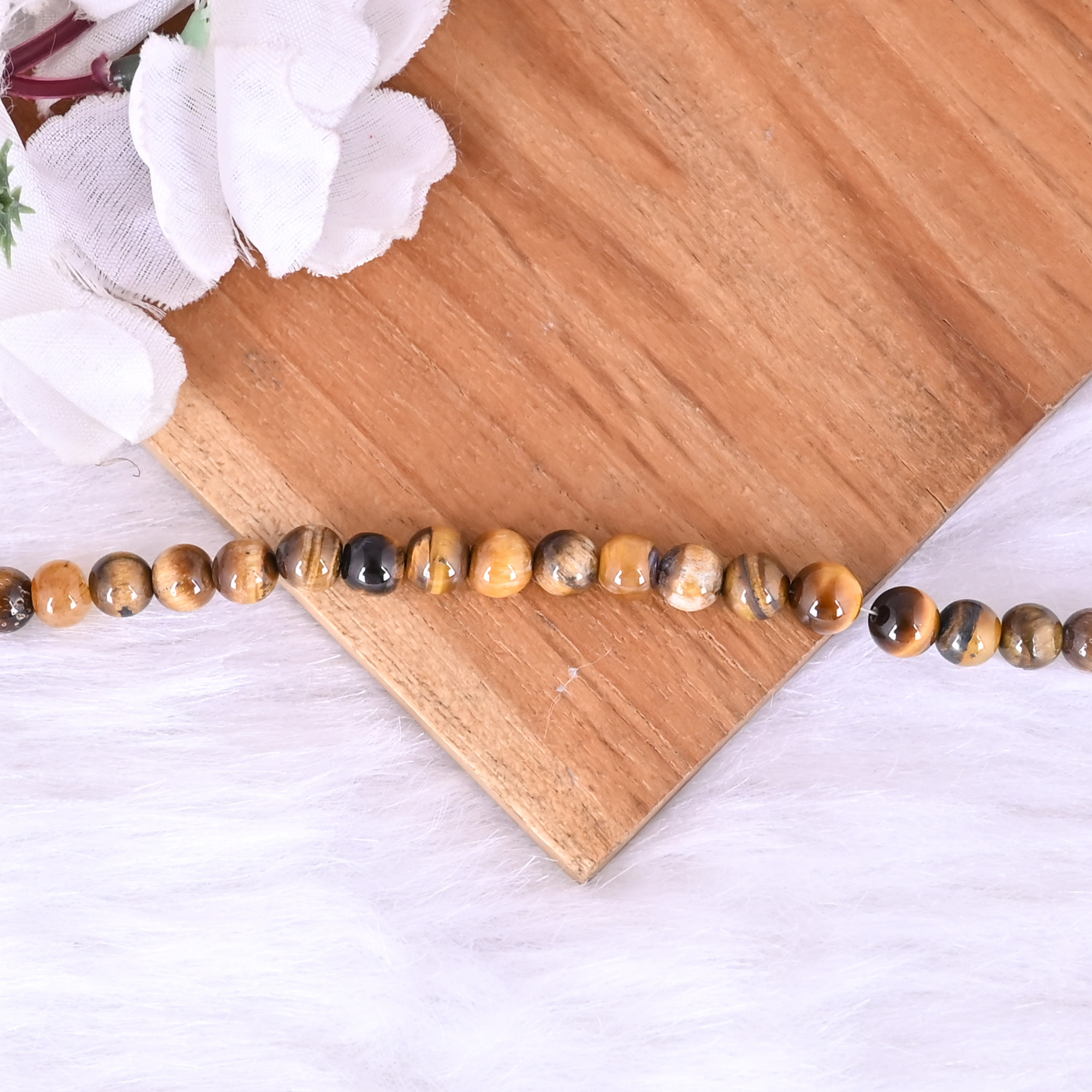Tiger Eye Loose Gemstone 178 Gram 6x6 mm Round Briolette Smooth Beads Strand for Jewelry Making  1 Line Strand