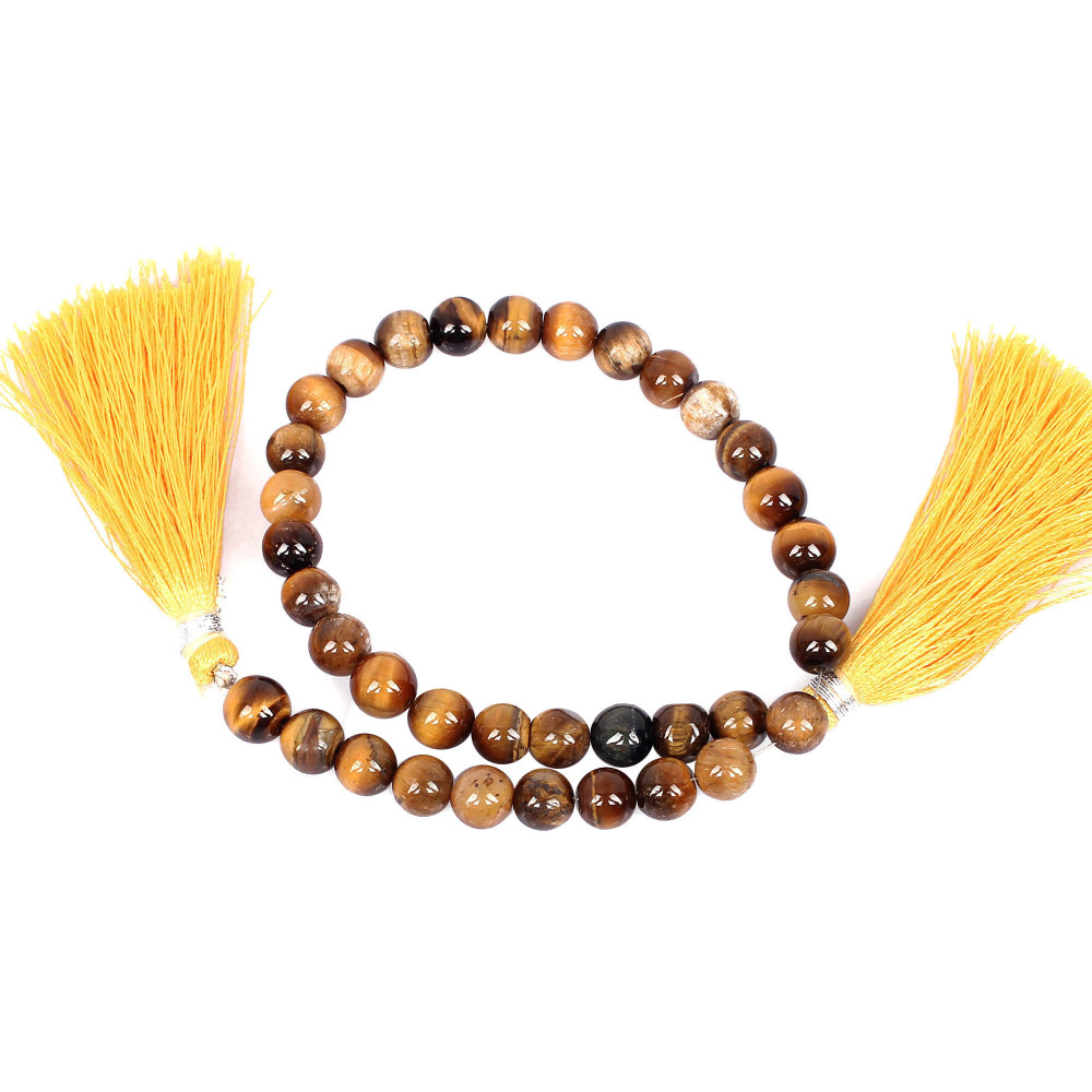 Image of Tiger Eye Loose Gemstone 17.8 Gram 6x6 mm Round Briolette Smooth Beads Strand for Jewelry Making | 1 Line Strand