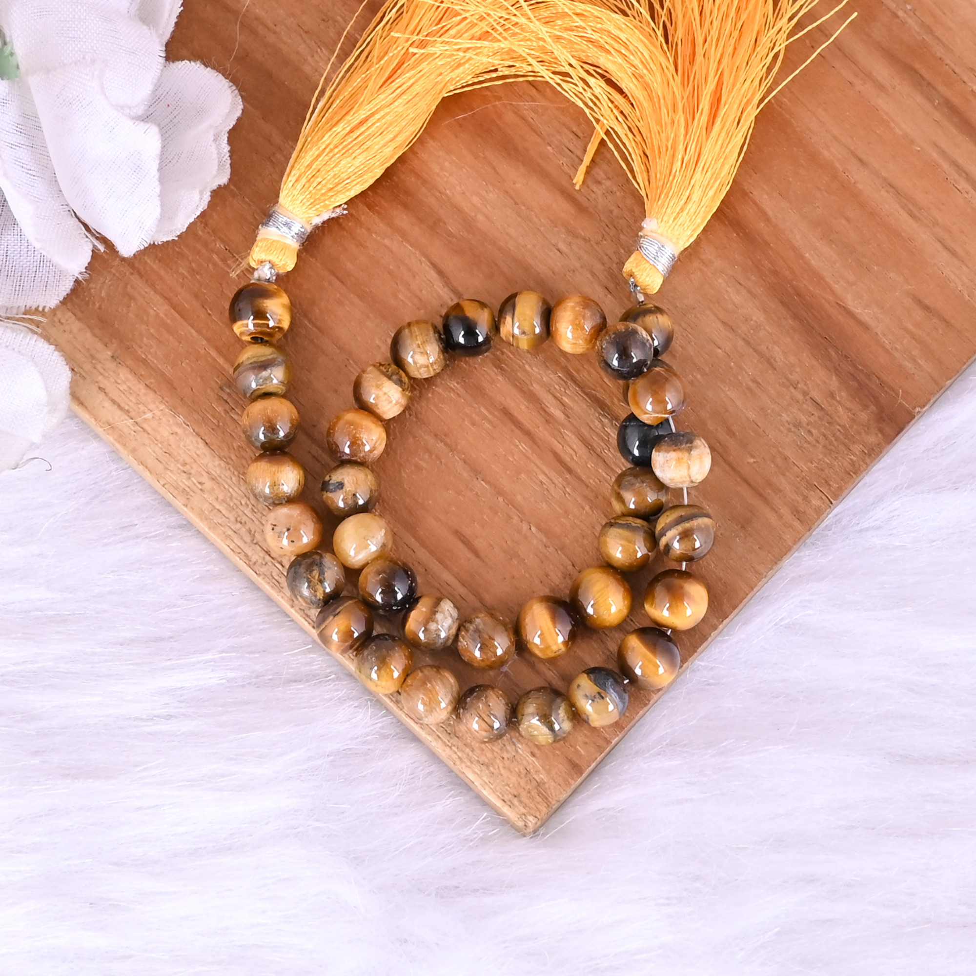 Tiger Eye Loose Gemstone 178 Gram 6x6 mm Round Briolette Smooth Beads Strand for Jewelry Making 1 Line Strand