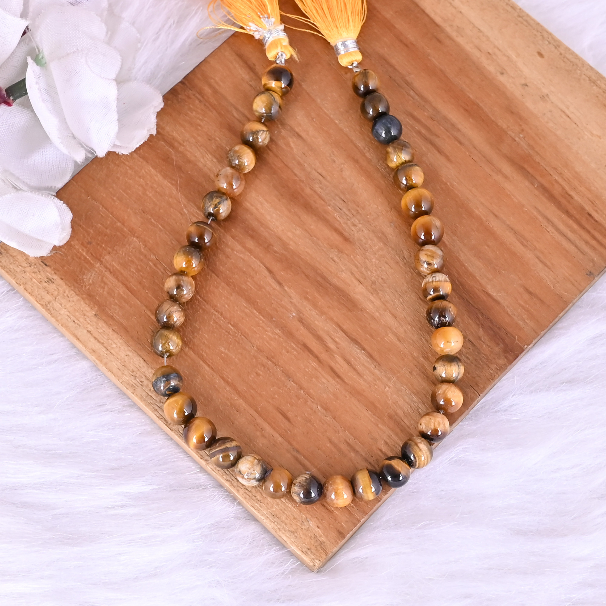 Tiger Eye Loose Gemstone 178 Gram 6x6 mm Round Briolette Smooth Beads Strand for Jewelry Making  1 Line Strand