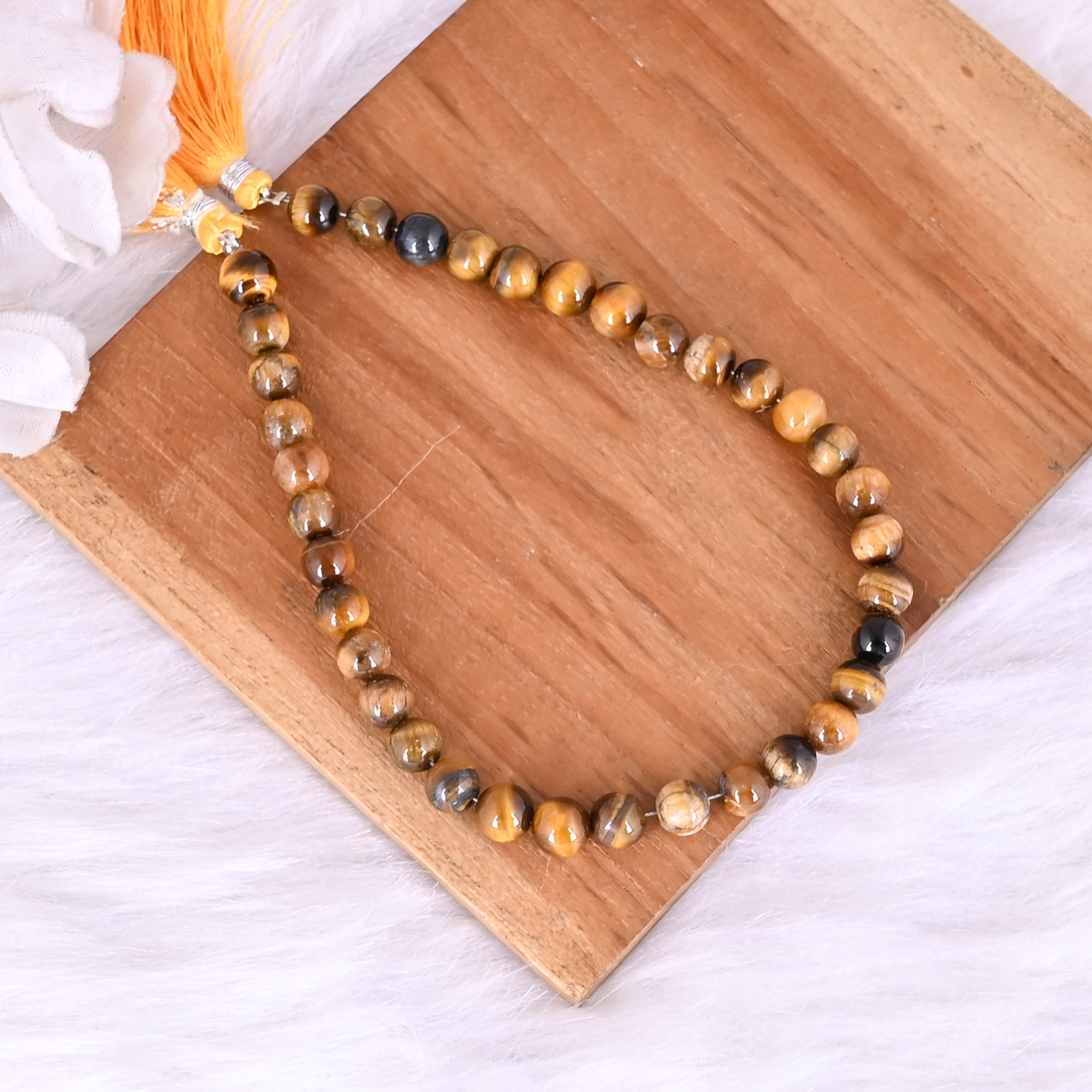 Tiger Eye Loose Gemstone 178 Gram 6x6 mm Round Briolette Smooth Beads Strand for Jewelry Making 1 Line Strand