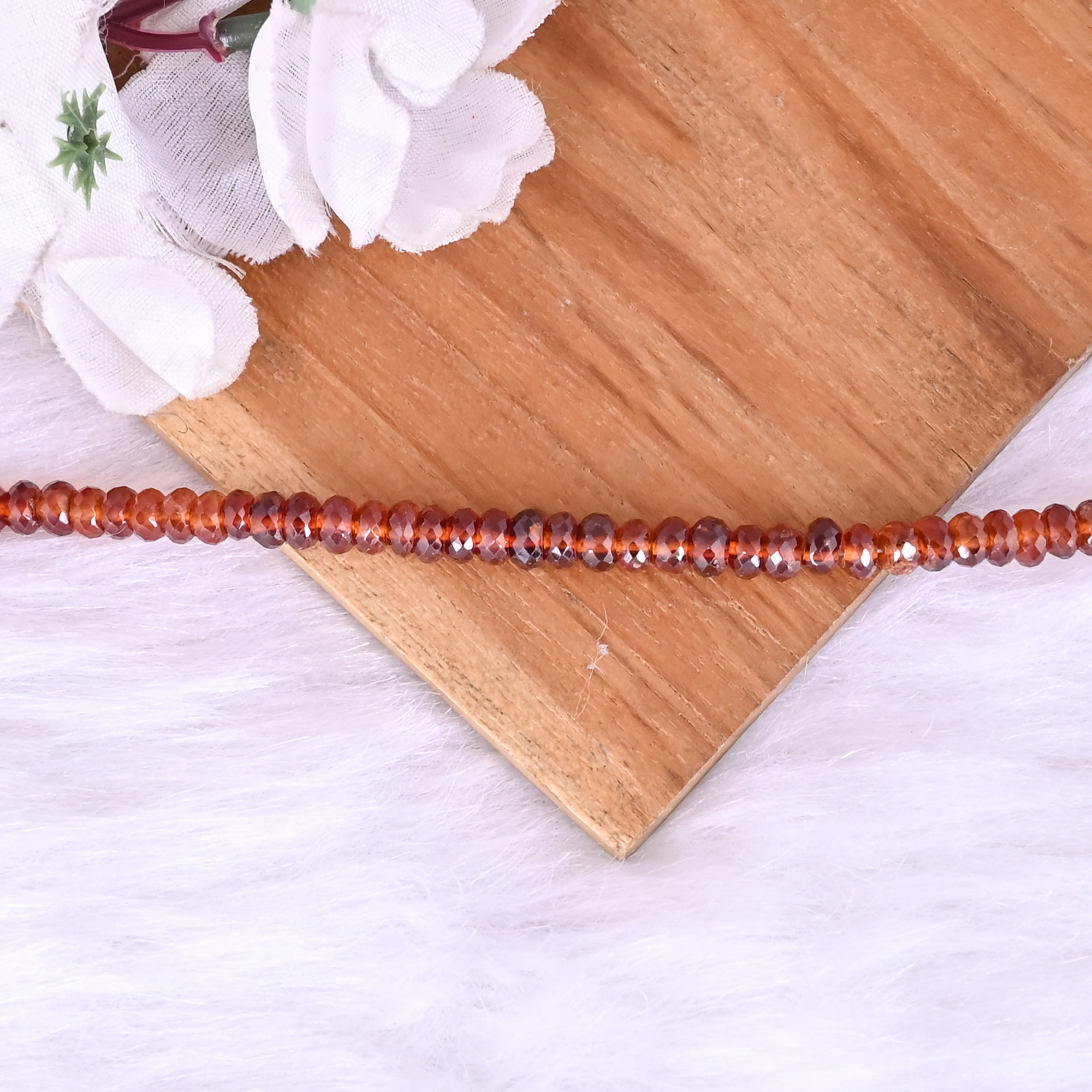 Natural Hessonite Garnet Loose Gemstone 169 Gram 4x6 mm Round Briolette Faceted Beads Strand for Jewelry Making  1 Line Strand