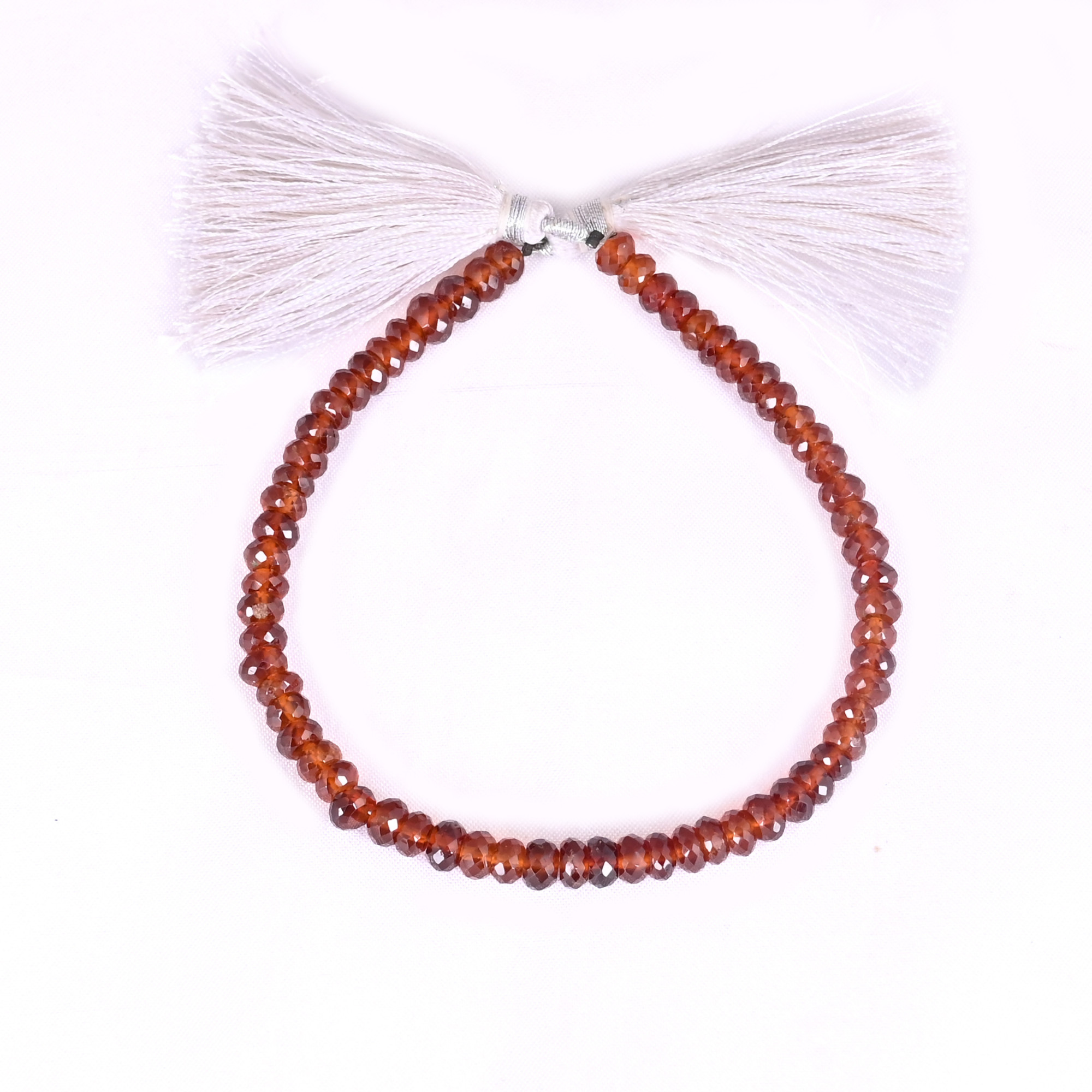 Natural Hessonite Garnet Loose Gemstone 169 Gram 4x6 mm Round Briolette Faceted Beads Strand for Jewelry Making 1 Line Strand