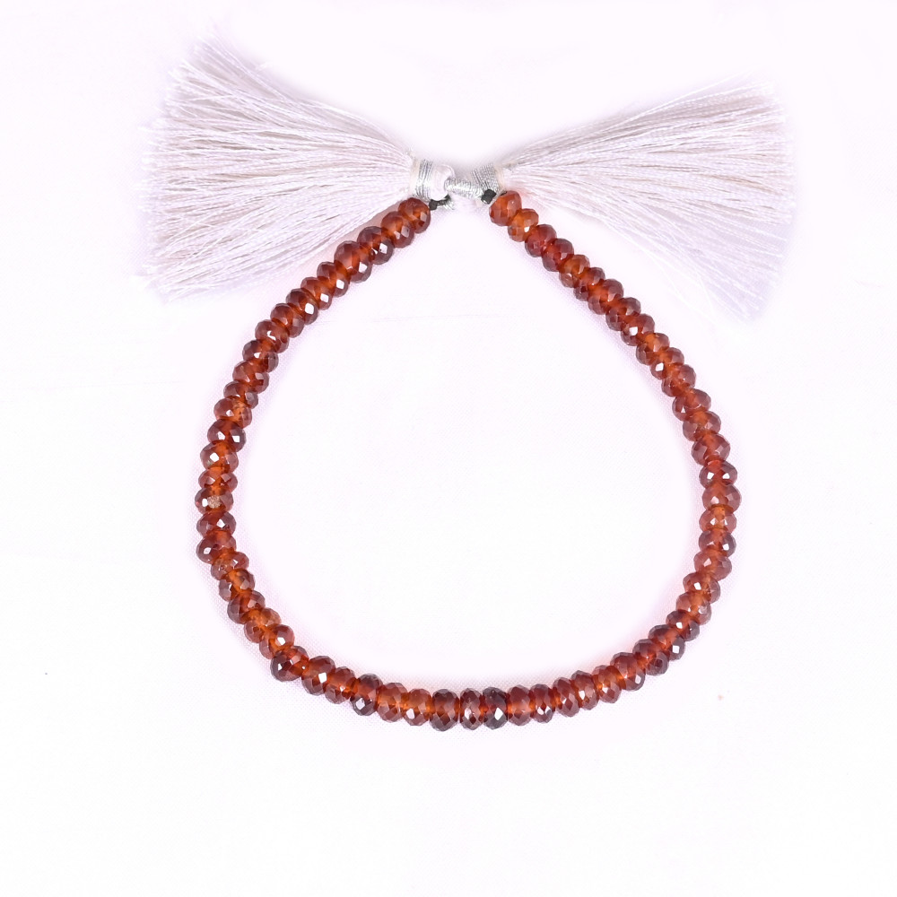 Image of Natural Hessonite Garnet Loose Gemstone 16.9 Gram 4x6 mm Round Briolette Faceted Beads Strand for Jewelry Making | 1 Line Strand