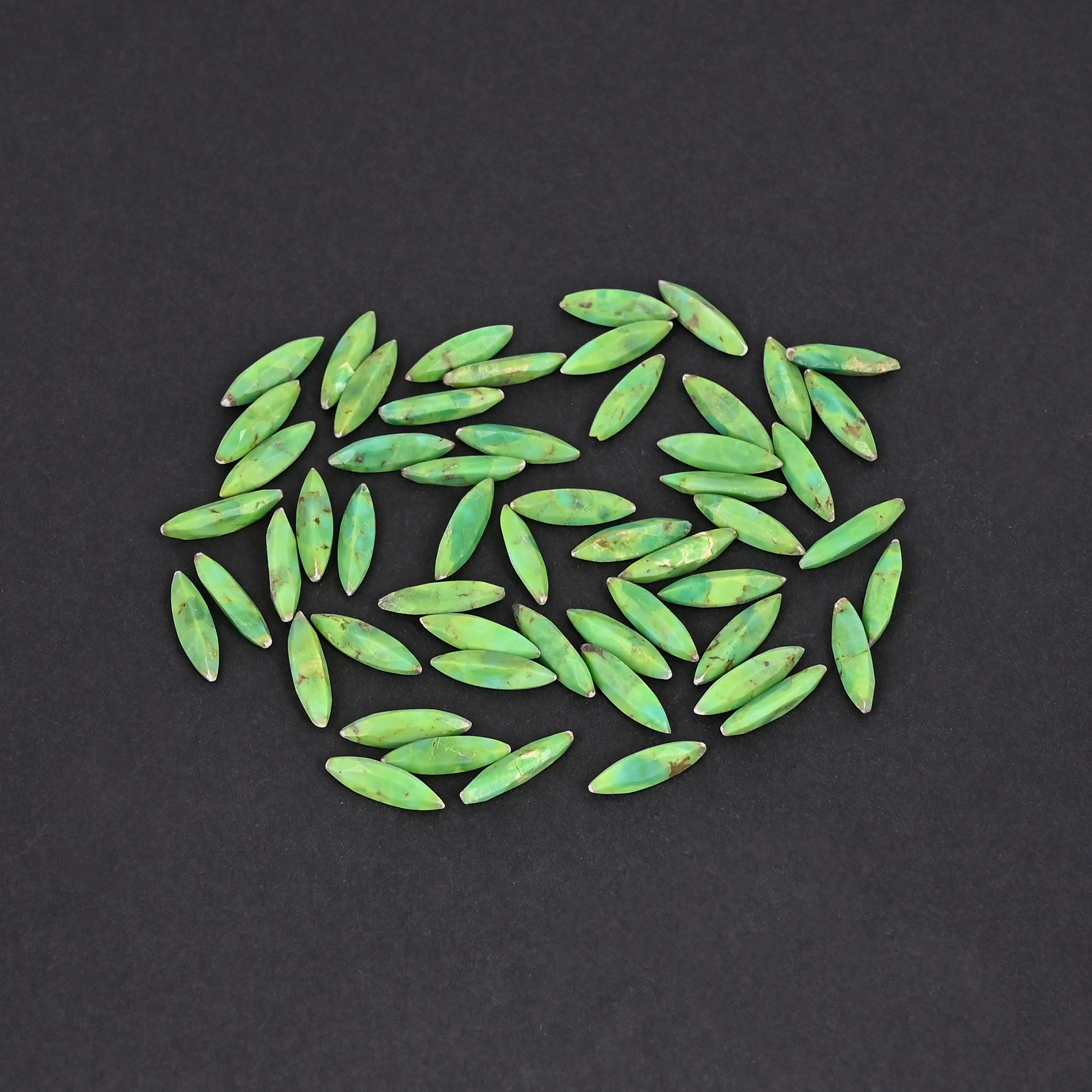 Natural Green Mohave Turquoise Loose Gemstone 03 Carat Marquise 10x3 mm Flat-back Cabochon for Jewelry Making 1 Pcs