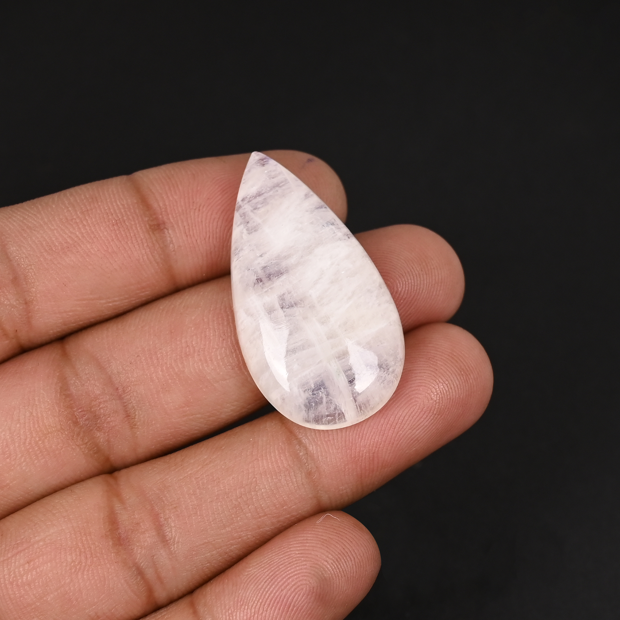 High Quality Natural Rainbow Moonstone Pear Shaped Cabochon Loose Gemstone for Custom Jewelry