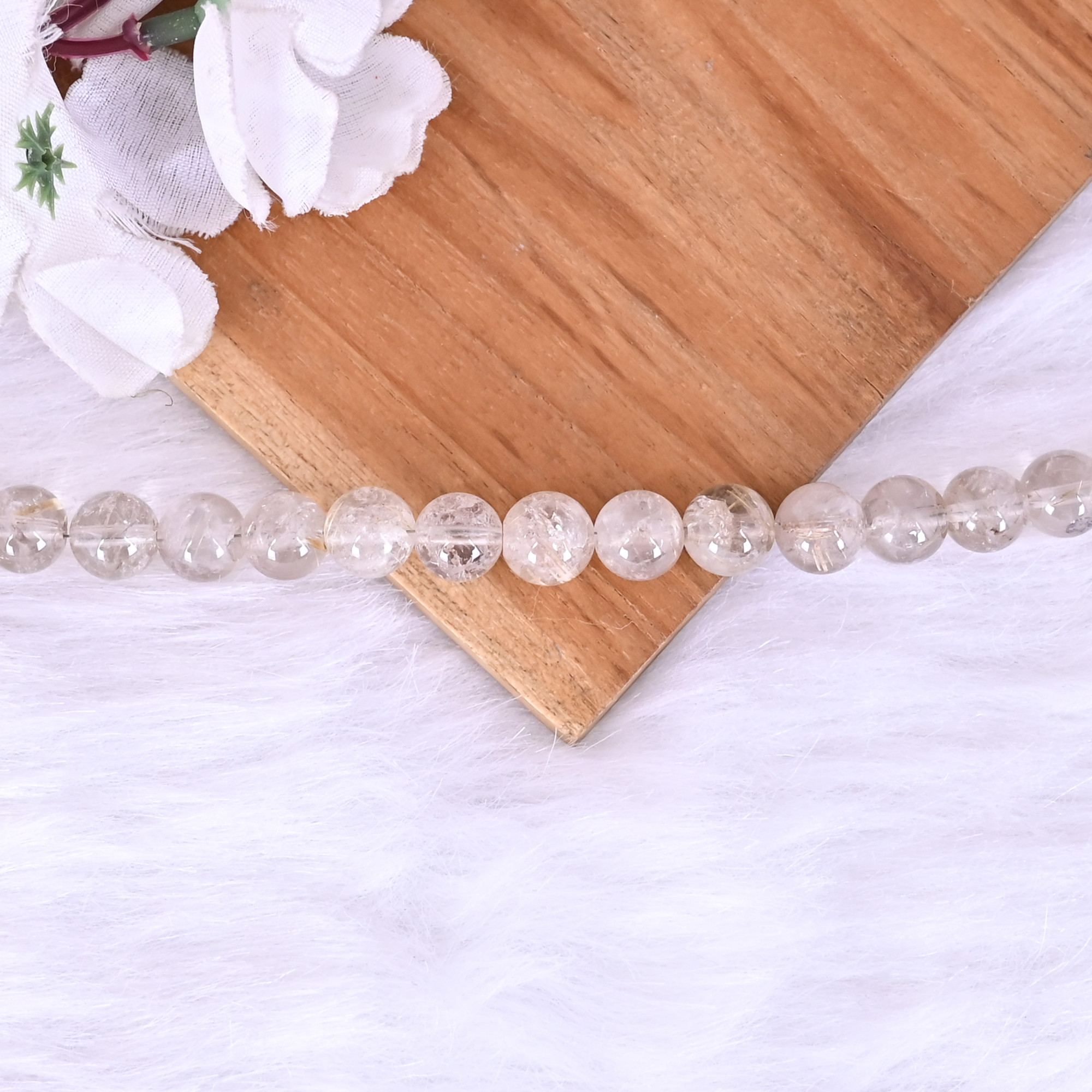 Natural Golden Rutile Loose Gemstone 48 Gram 10x10 mm Round Briolette Faceted Beads Strand for Jewelry Making  1 Line Strand