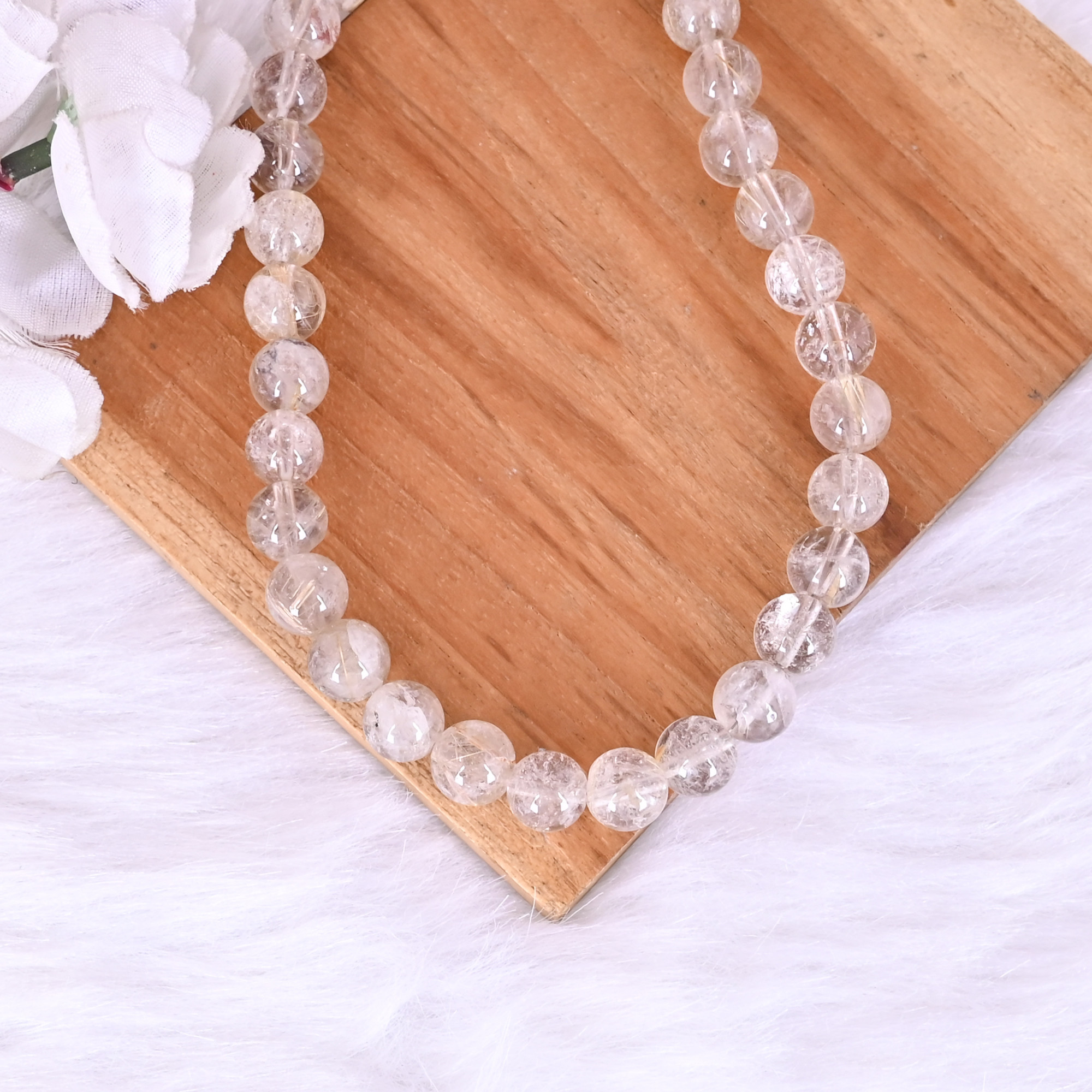 Natural Golden Rutile Loose Gemstone 48 Gram 10x10 mm Round Briolette Faceted Beads Strand for Jewelry Making  1 Line Strand