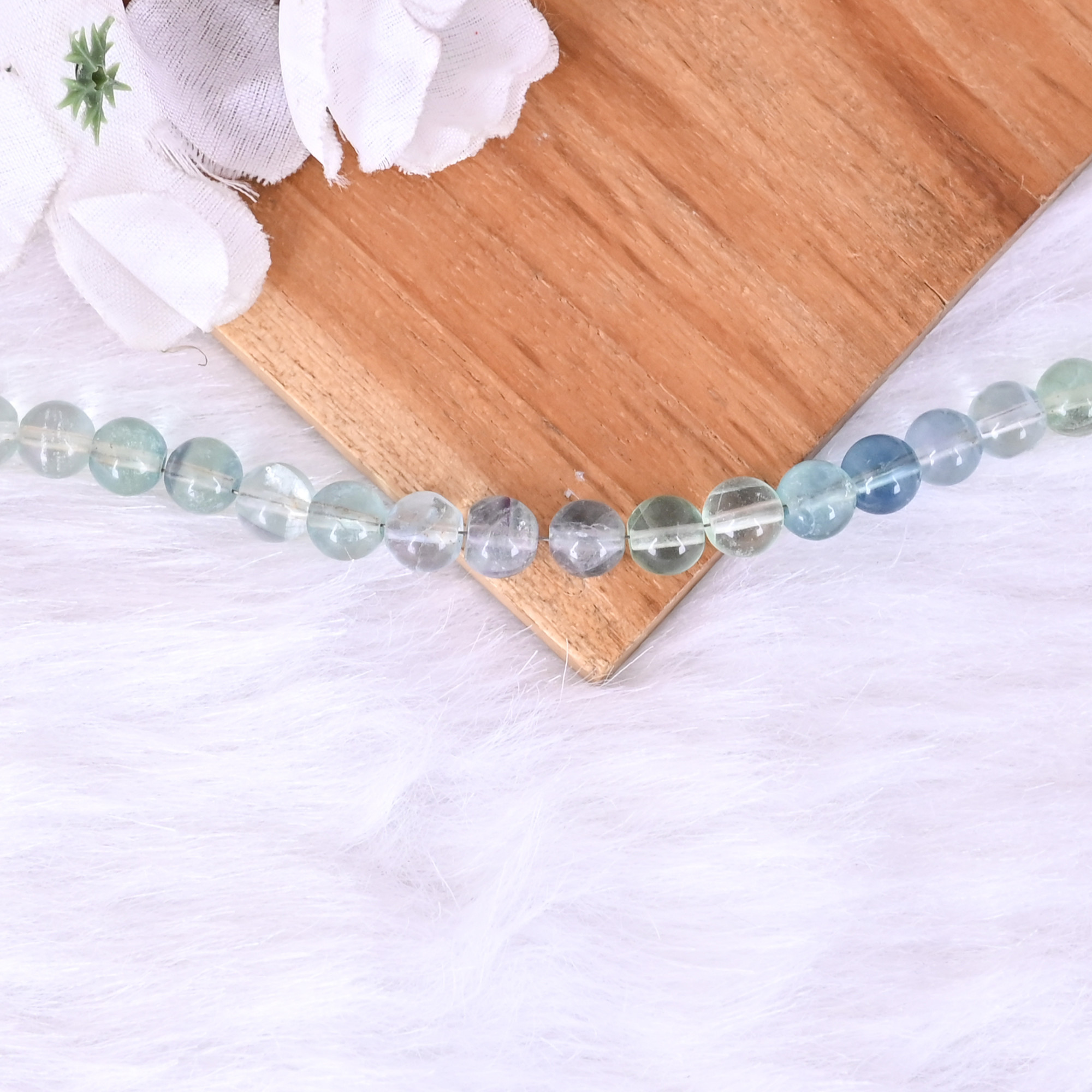 Natural Multi Fluorite Loose Gemstone 264 Gram 8x8 mm Round Briolette Smooth Beads Strand for Jewelry Making 1 Line Strand