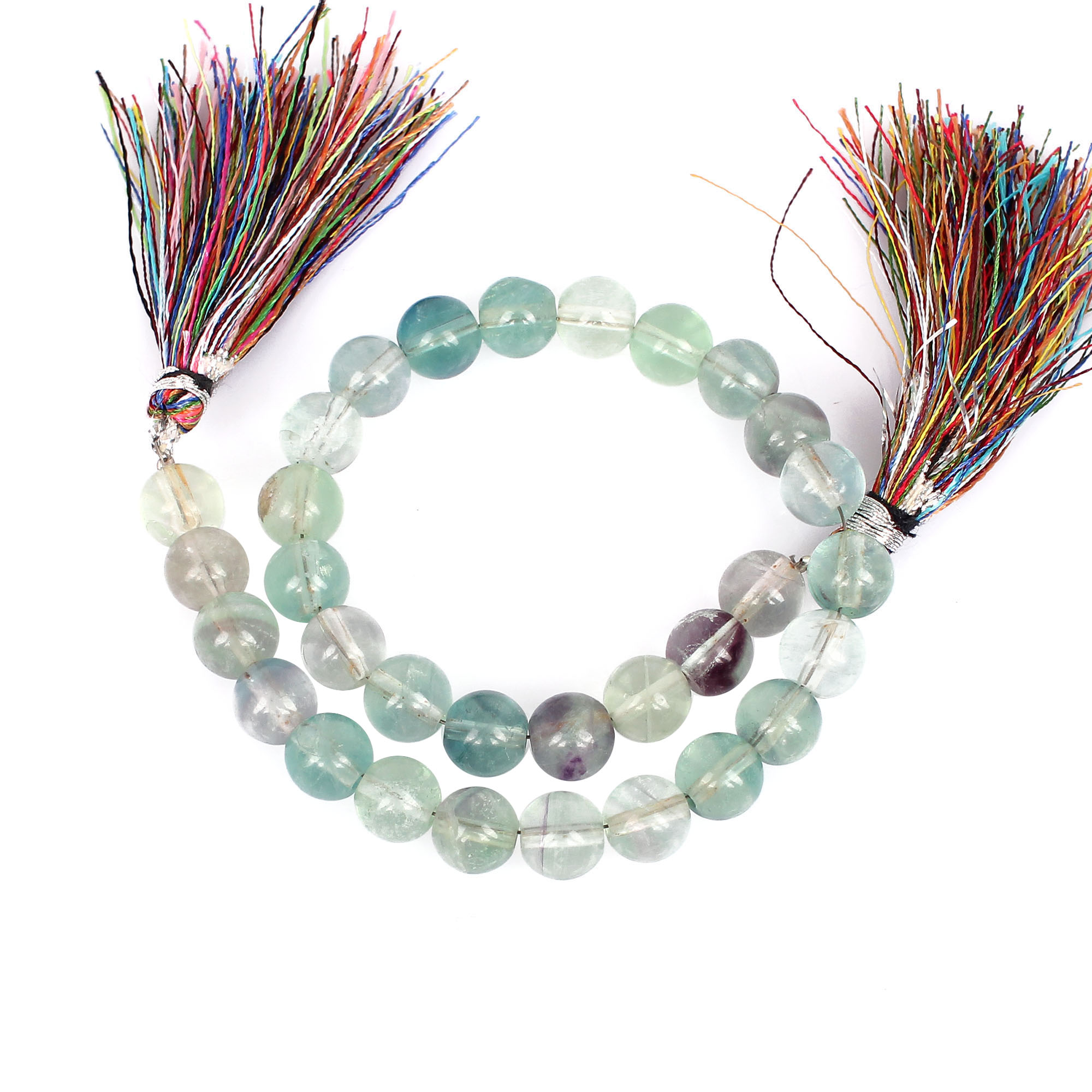 Natural Multi Fluorite Loose Gemstone 264 Gram 8x8 mm Round Briolette Smooth Beads Strand for Jewelry Making 1 Line Strand