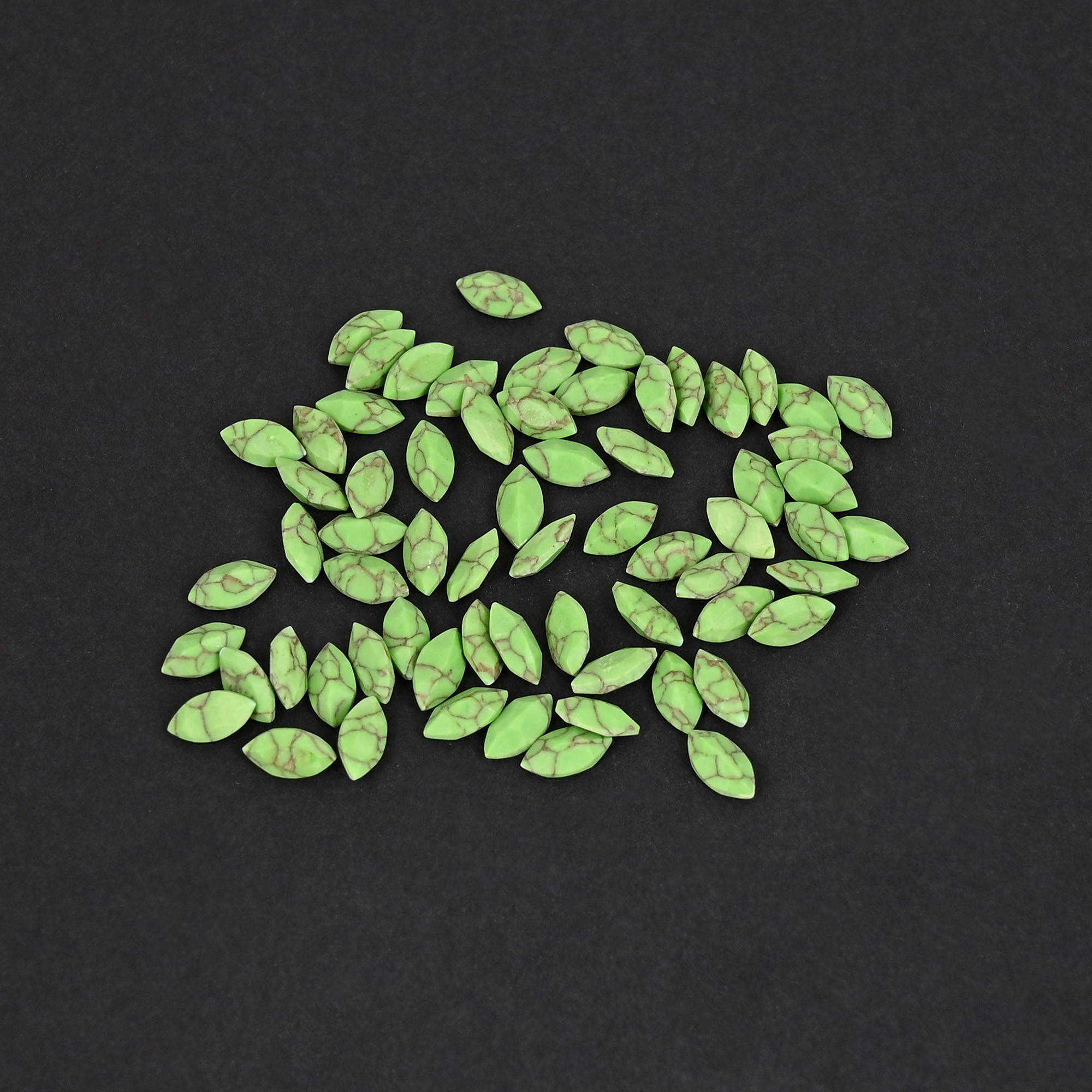 Natural Green Mohave Loose Gemstone 02 Carat Marquise 6x3 mm Flat-back Cabochon for Jewelry Making 1 Pcs