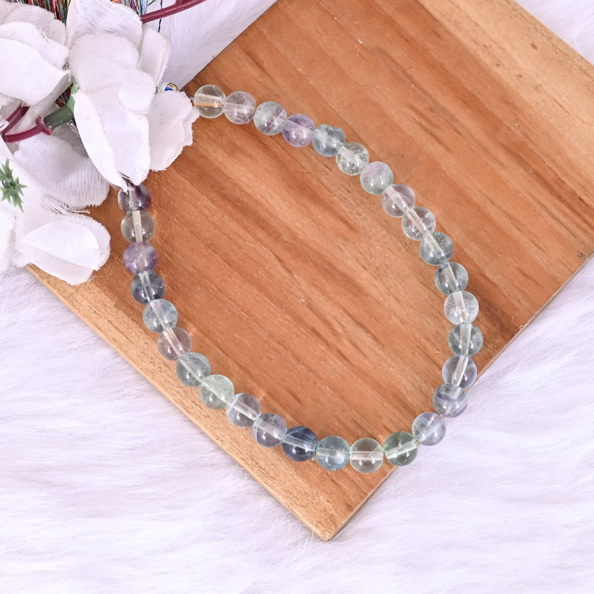 Natural Multi Fluorite Loose Gemstone 264 Gram 8x8 mm Round Briolette Smooth Beads Strand for Jewelry Making 1 Line Strand