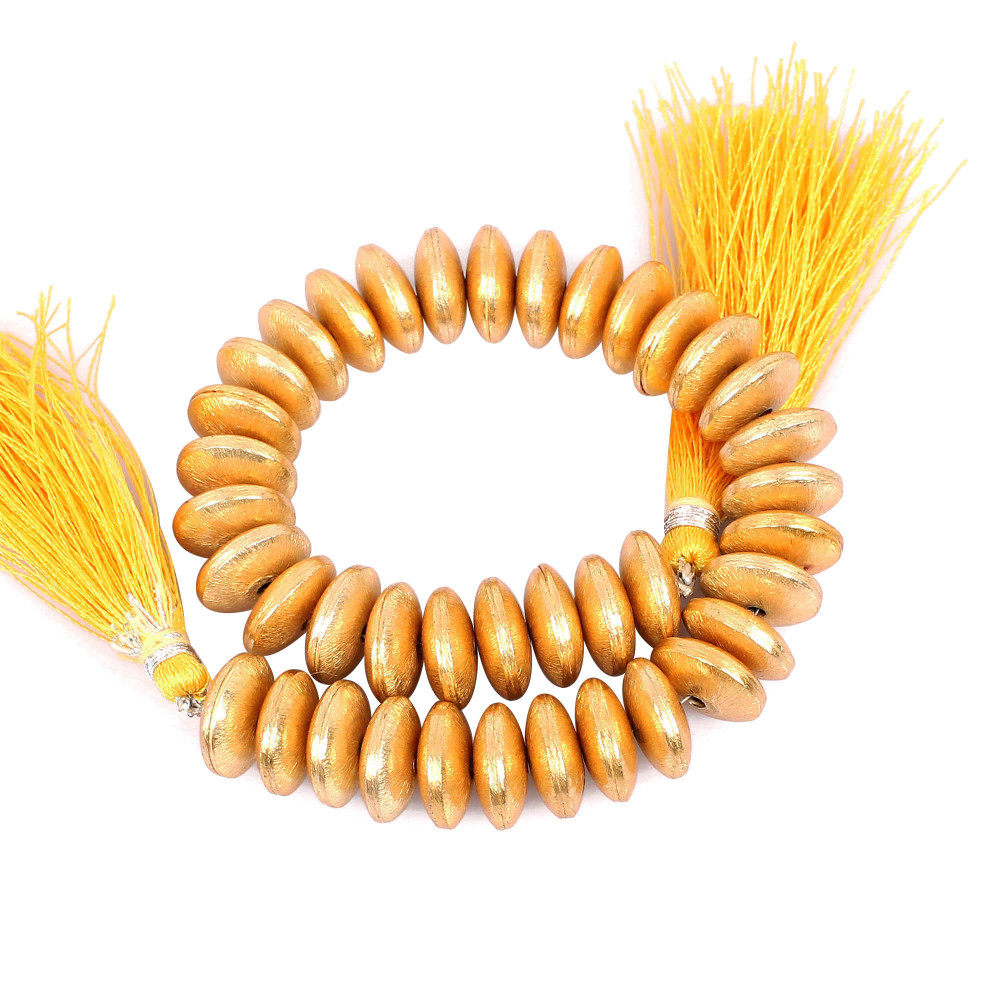 Image of Natural Brass Beads Loose Beads 52.6 Gram 12x5 mm Round Briolette Smooth Beads Strand for Jewelry Making | 1 Line Strand