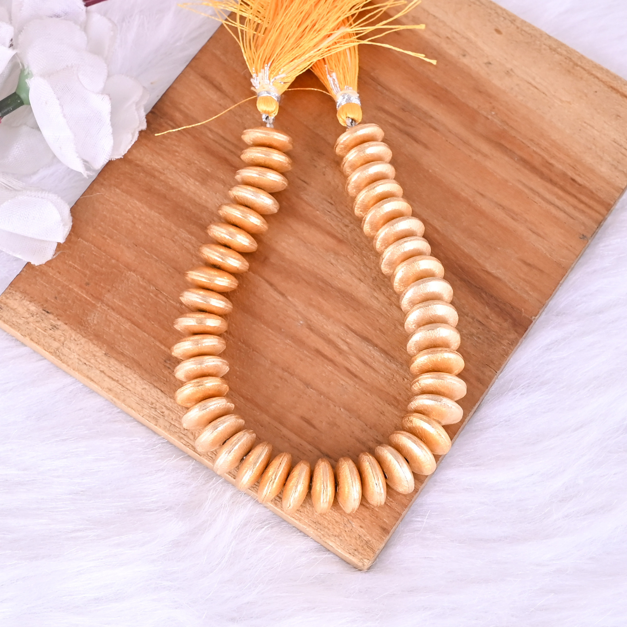 Natural Brass Beads Loose Beads 526 Gram 12x5 mm Round Briolette Smooth Beads Strand for Jewelry Making 1 Line Strand