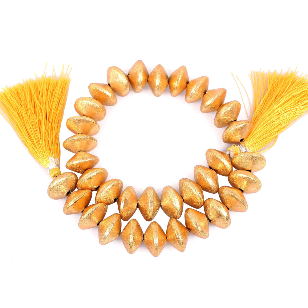 Image of Natural Brass Beads Loose Beads 64.7 Gram 14x9 mm Round Briolette Smooth Beads Strand for Jewelry Making | 1 Line Strand