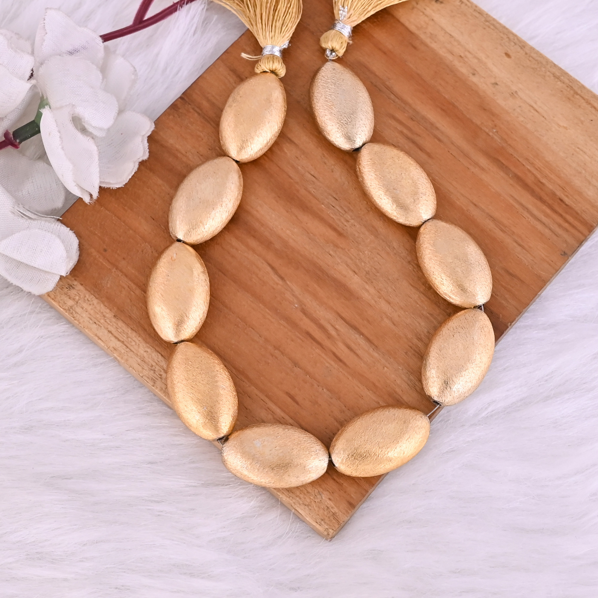Natural Brass Beads Loose Beads 397 Gram 25x15 mm Oval Briolette Smooth Beads Strand for Jewelry Making 1 Line Strand