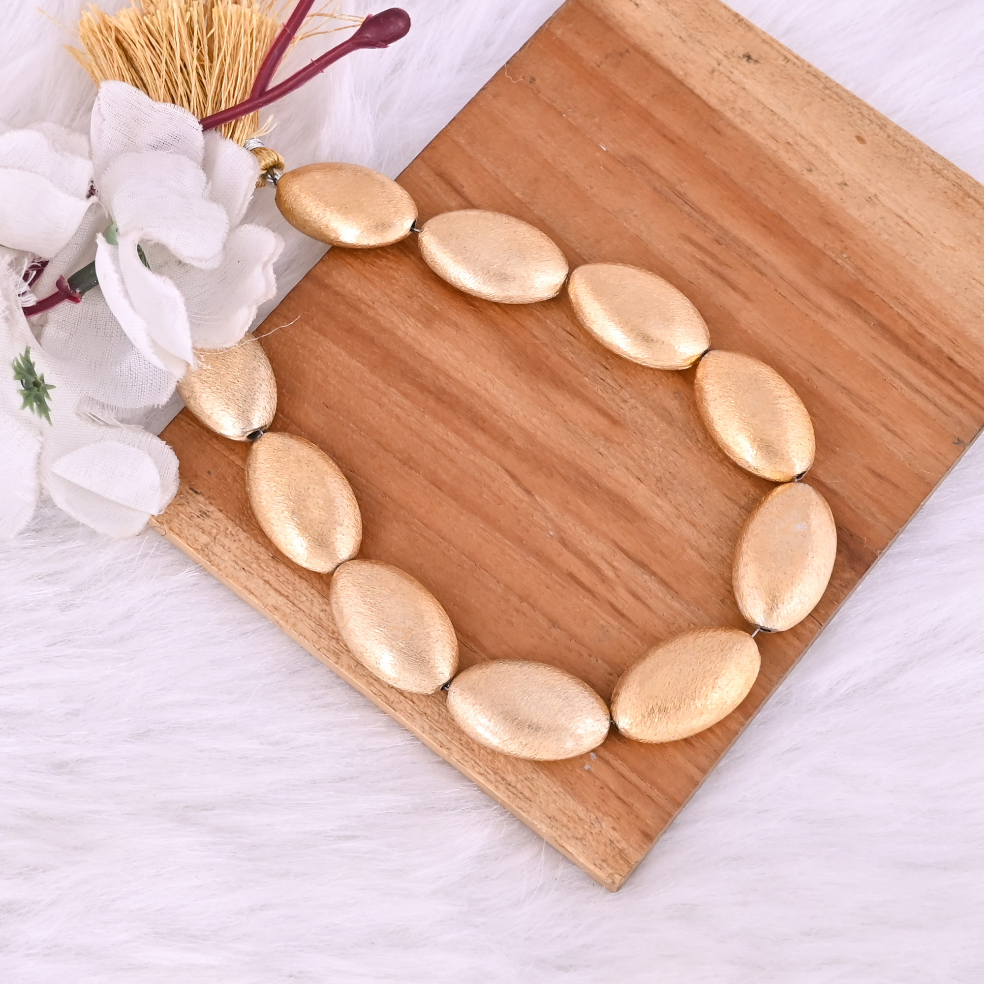 Natural Brass Beads Loose Beads 397 Gram 25x15 mm Oval Briolette Smooth Beads Strand for Jewelry Making  1 Line Strand