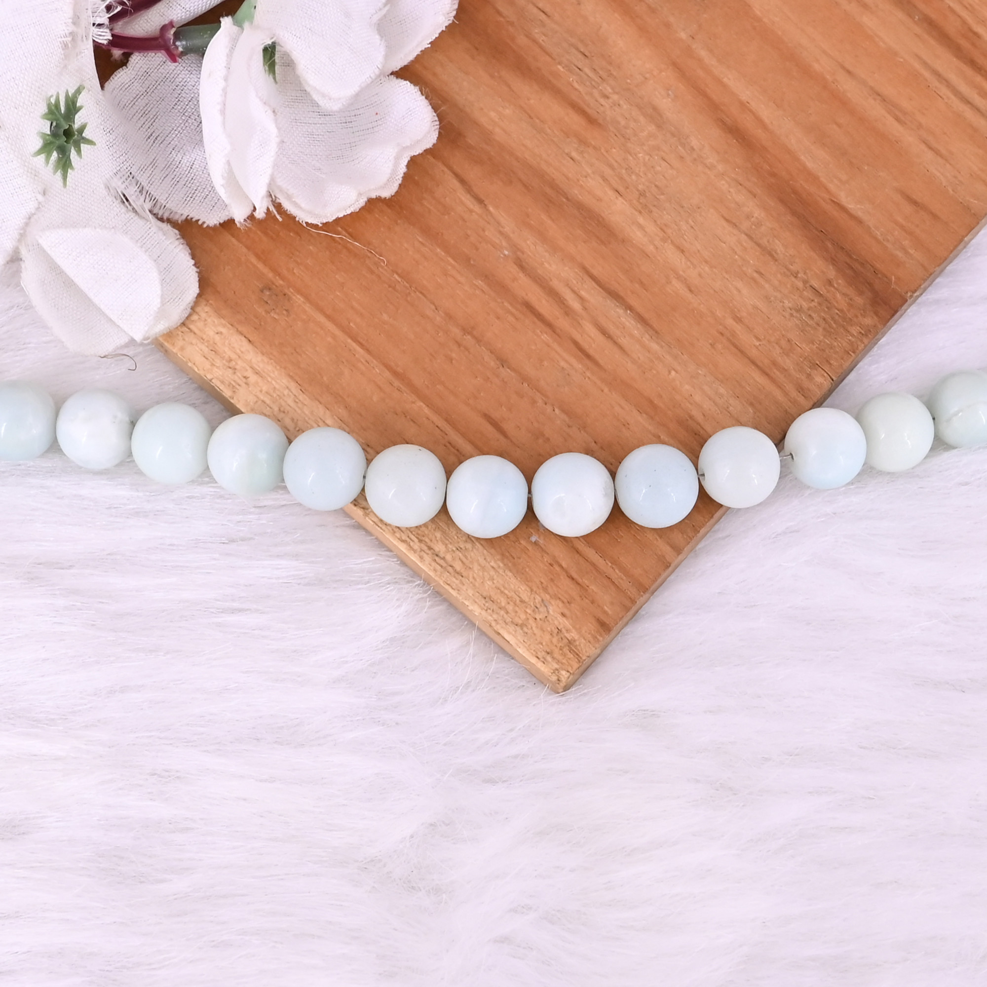Natural Amazonite Loose Gemstone 452 Gram 10x10 mm Round Briolette Smooth Beads Strand for Jewelry Making  1 Line Strand