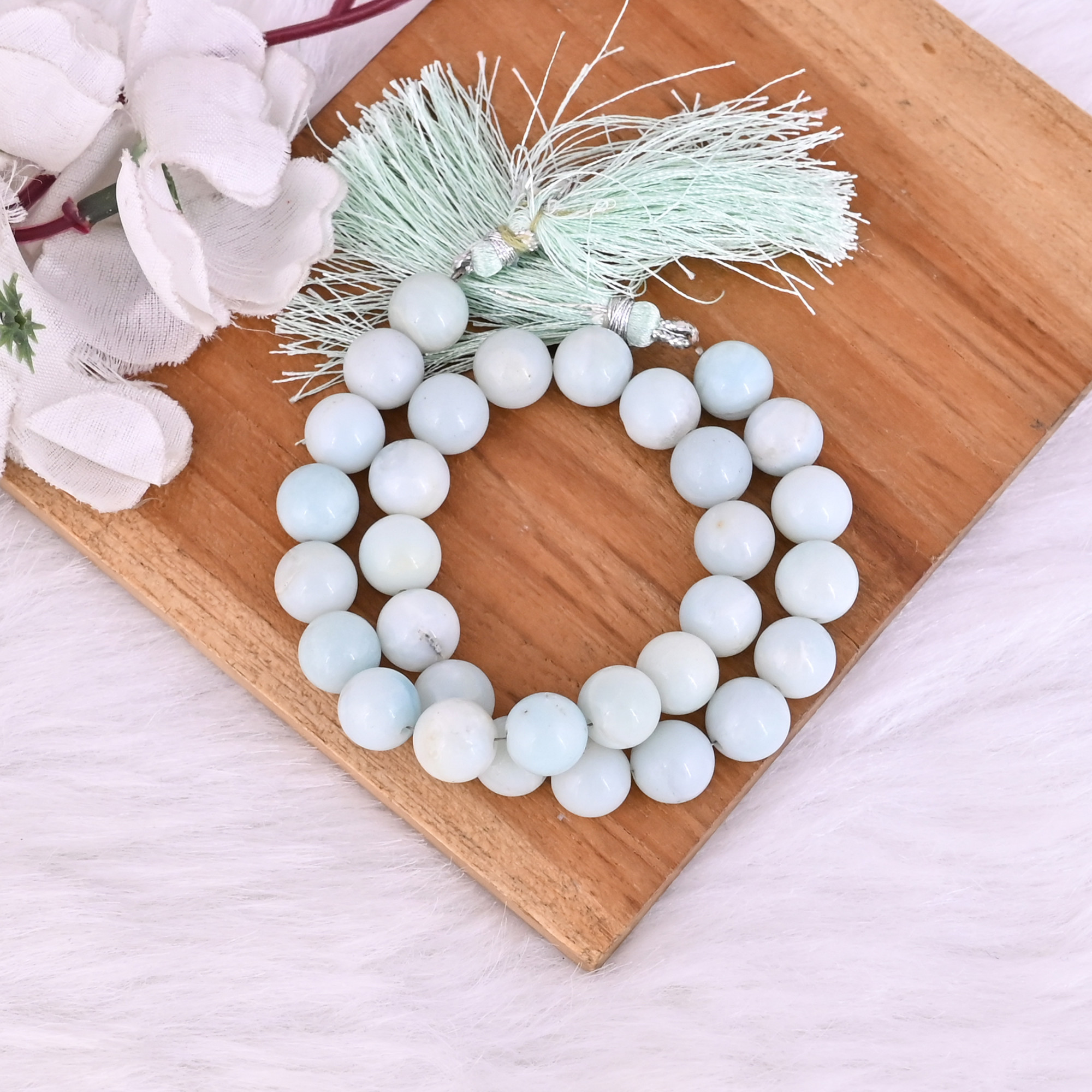 Natural Amazonite Loose Gemstone 452 Gram 10x10 mm Round Briolette Smooth Beads Strand for Jewelry Making 1 Line Strand