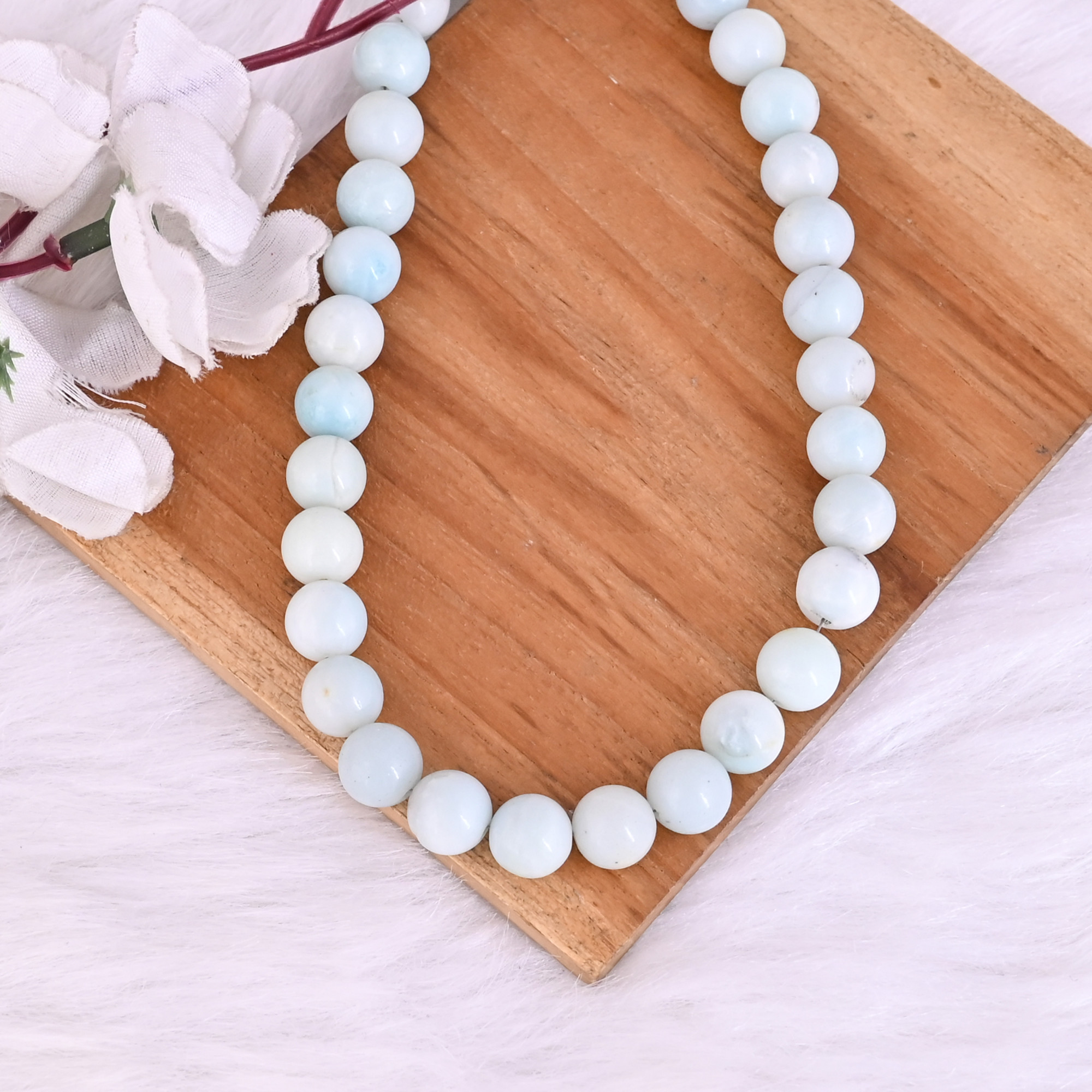 Natural Amazonite Loose Gemstone 452 Gram 10x10 mm Round Briolette Smooth Beads Strand for Jewelry Making 1 Line Strand
