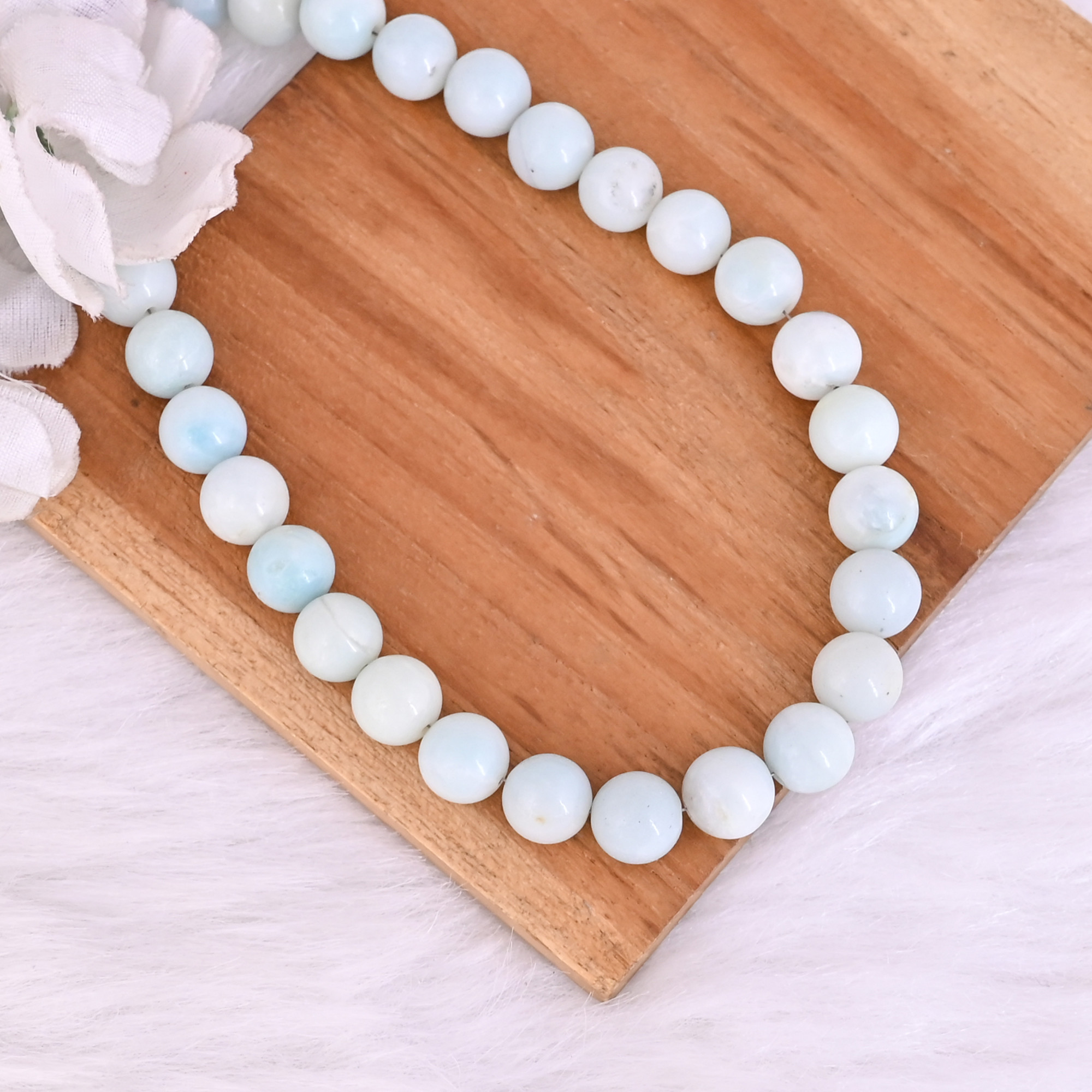 Natural Amazonite Loose Gemstone 452 Gram 10x10 mm Round Briolette Smooth Beads Strand for Jewelry Making 1 Line Strand