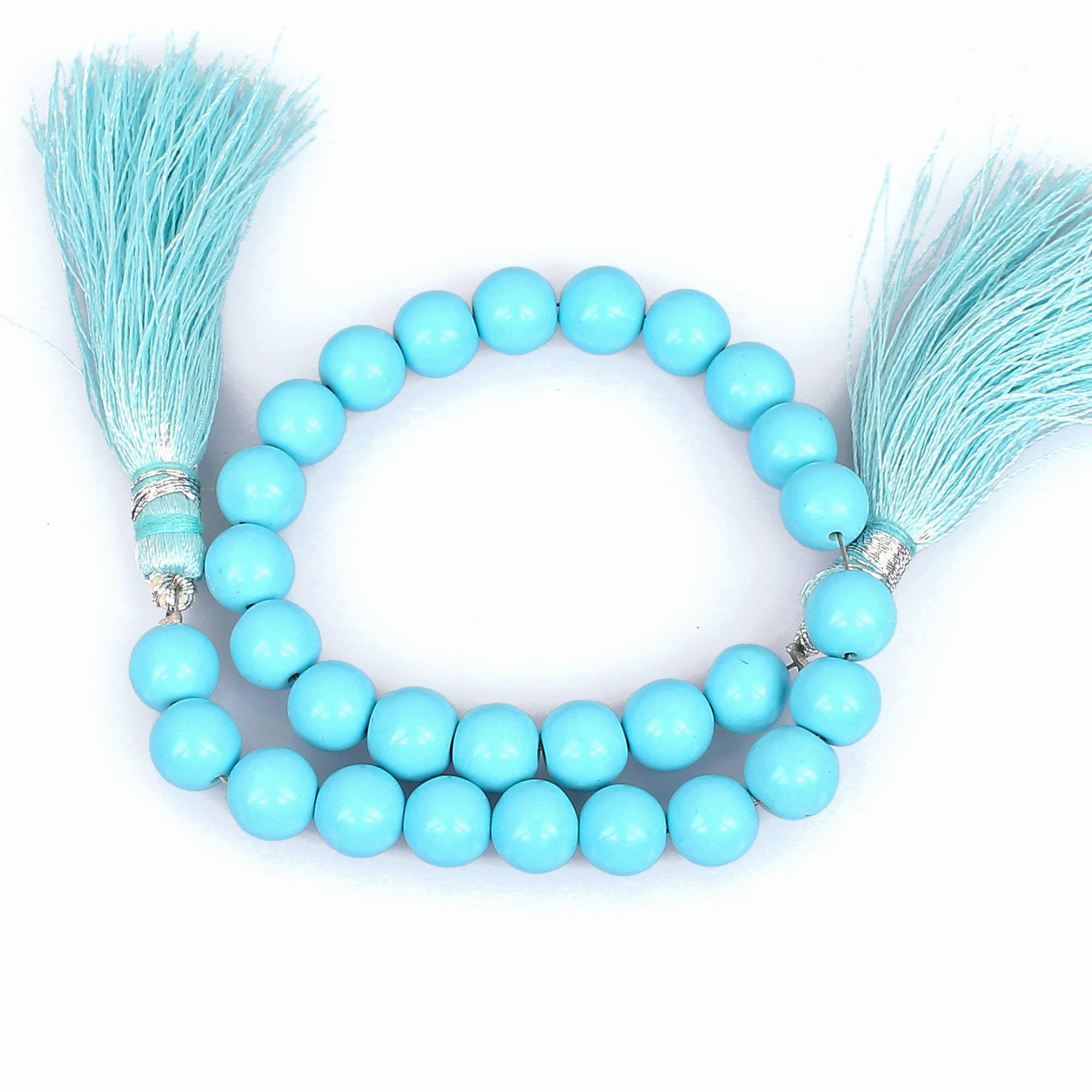 Synthetic Turquoise Loose Gemstone 12 Gram 6x7 mm Round Briolette Smooth Beads Strand for Jewelry Making  1 Line Strand