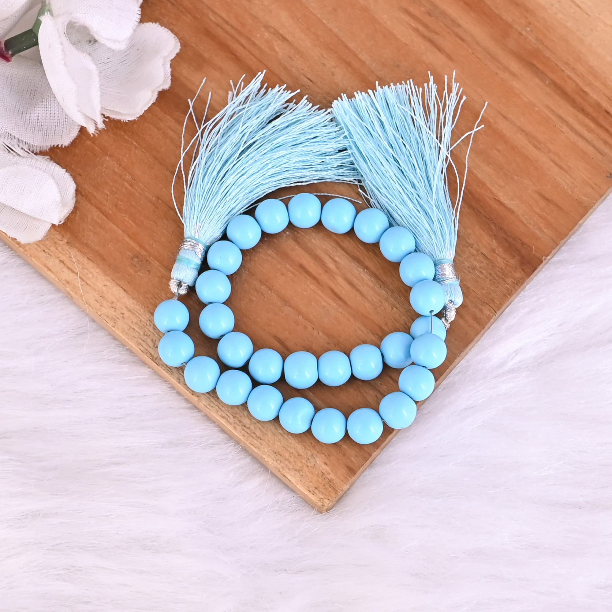 Synthetic Turquoise Loose Gemstone 12 Gram 6x7 mm Round Briolette Smooth Beads Strand for Jewelry Making  1 Line Strand