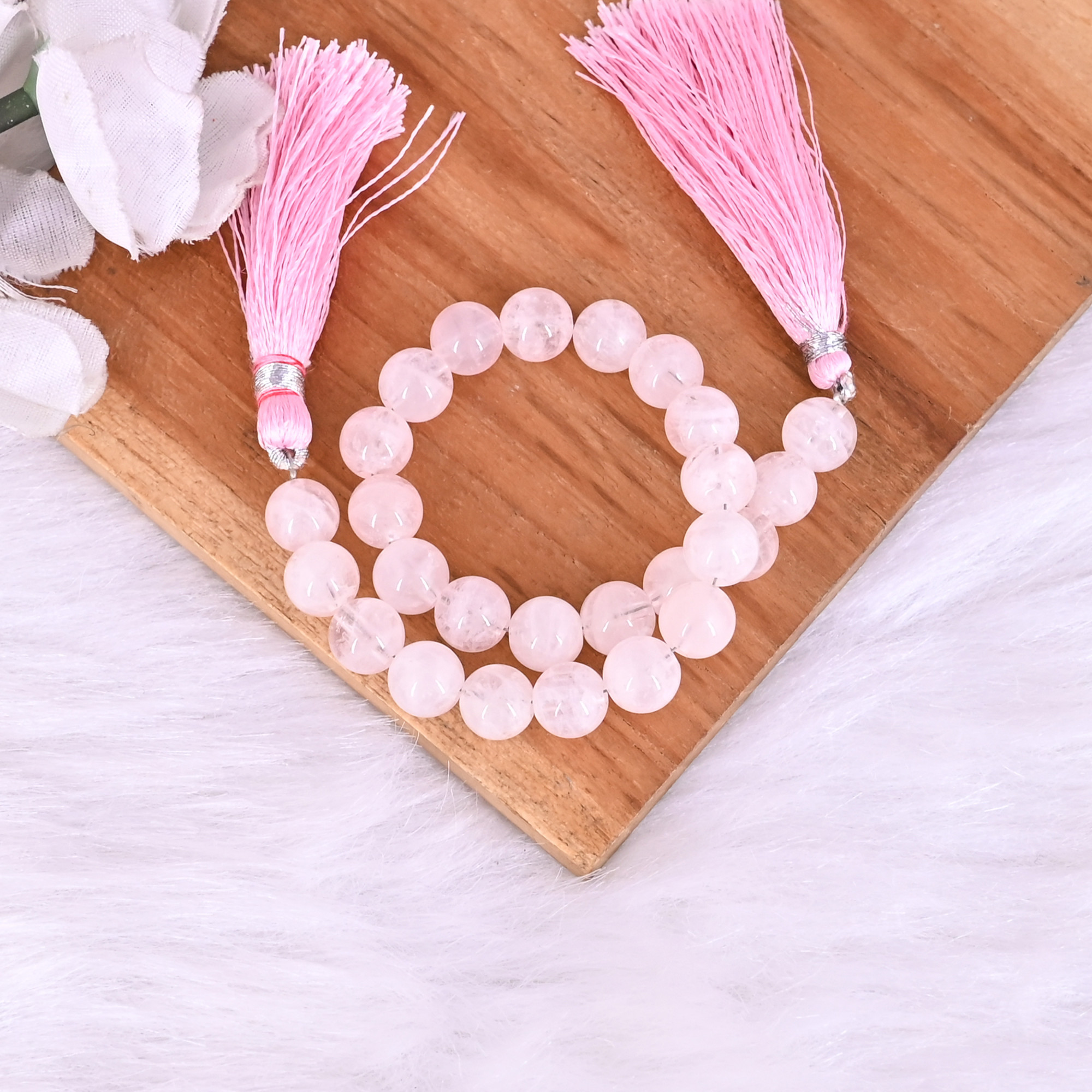 Natural Rose Quartz Loose Gemstone 219 Gram 8x8 mm Round Briolette Faceted Beads Strand for Jewelry Making  1 Line Strand