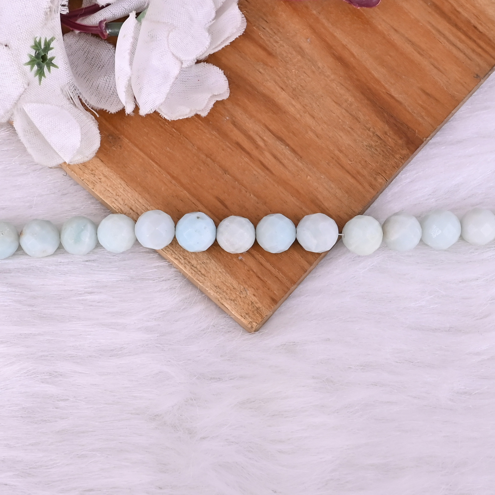 Natural Amazonite Loose Gemstone 413 Gram 10x10 mm Round Briolette Faceted Beads Strand for Jewelry Making 1 Line Strand