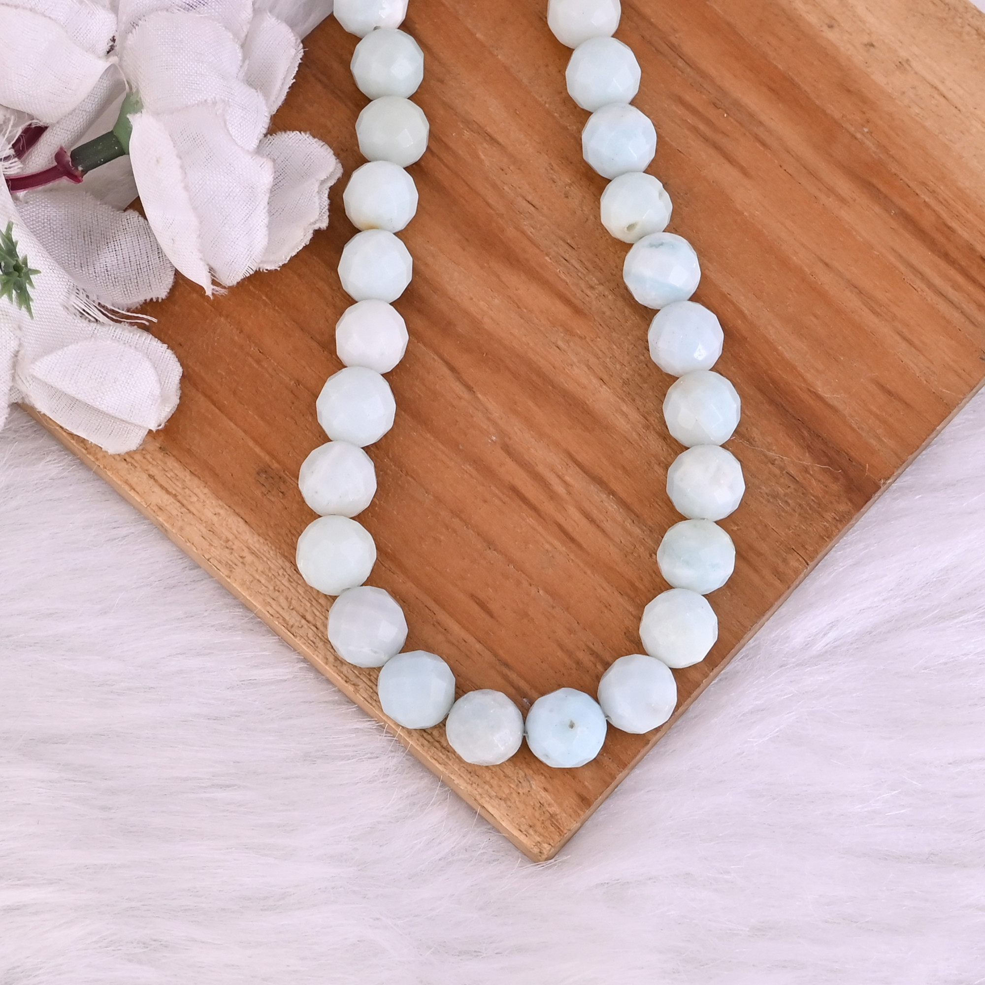 Natural Amazonite Loose Gemstone 413 Gram 10x10 mm Round Briolette Faceted Beads Strand for Jewelry Making 1 Line Strand