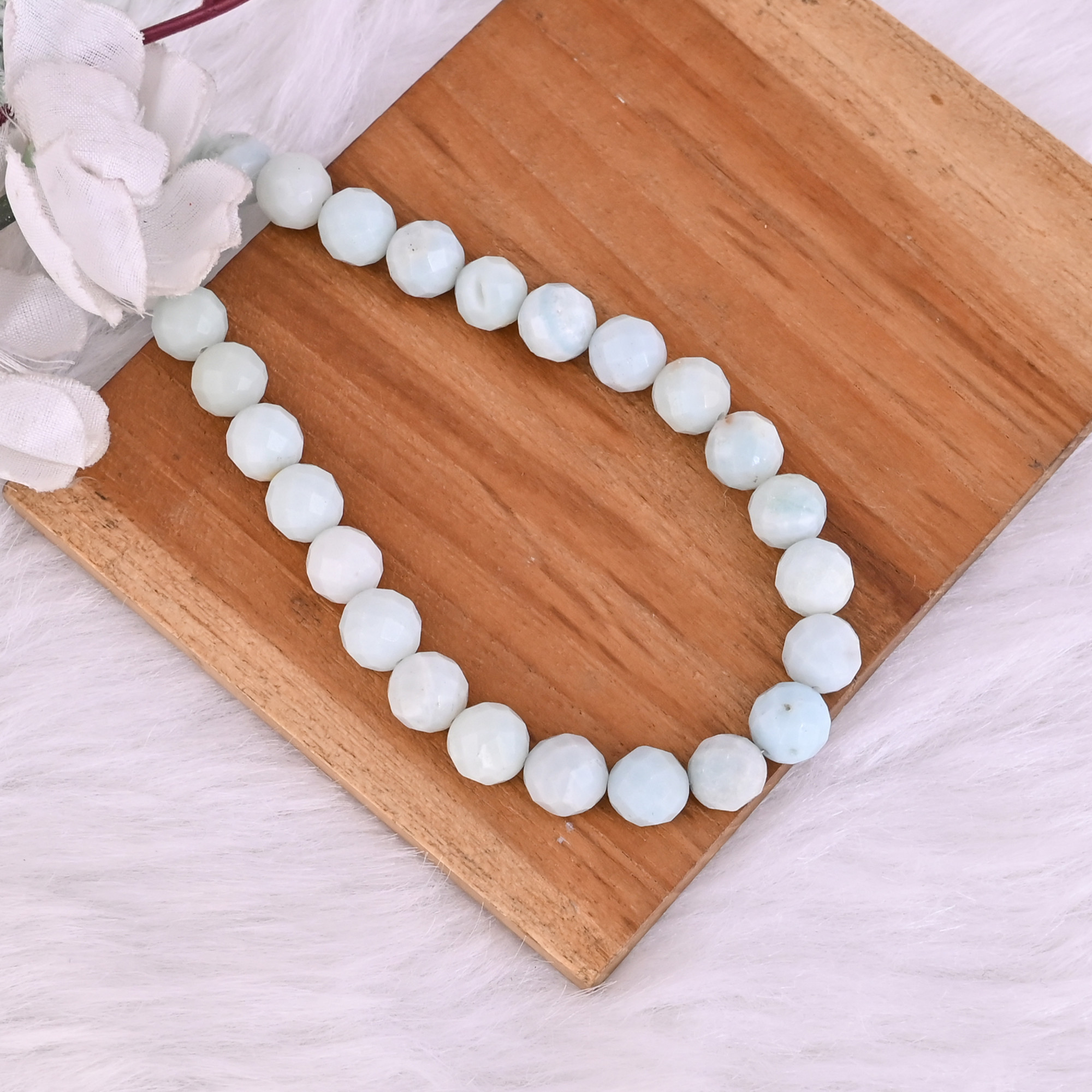 Natural Amazonite Loose Gemstone 413 Gram 10x10 mm Round Briolette Faceted Beads Strand for Jewelry Making  1 Line Strand
