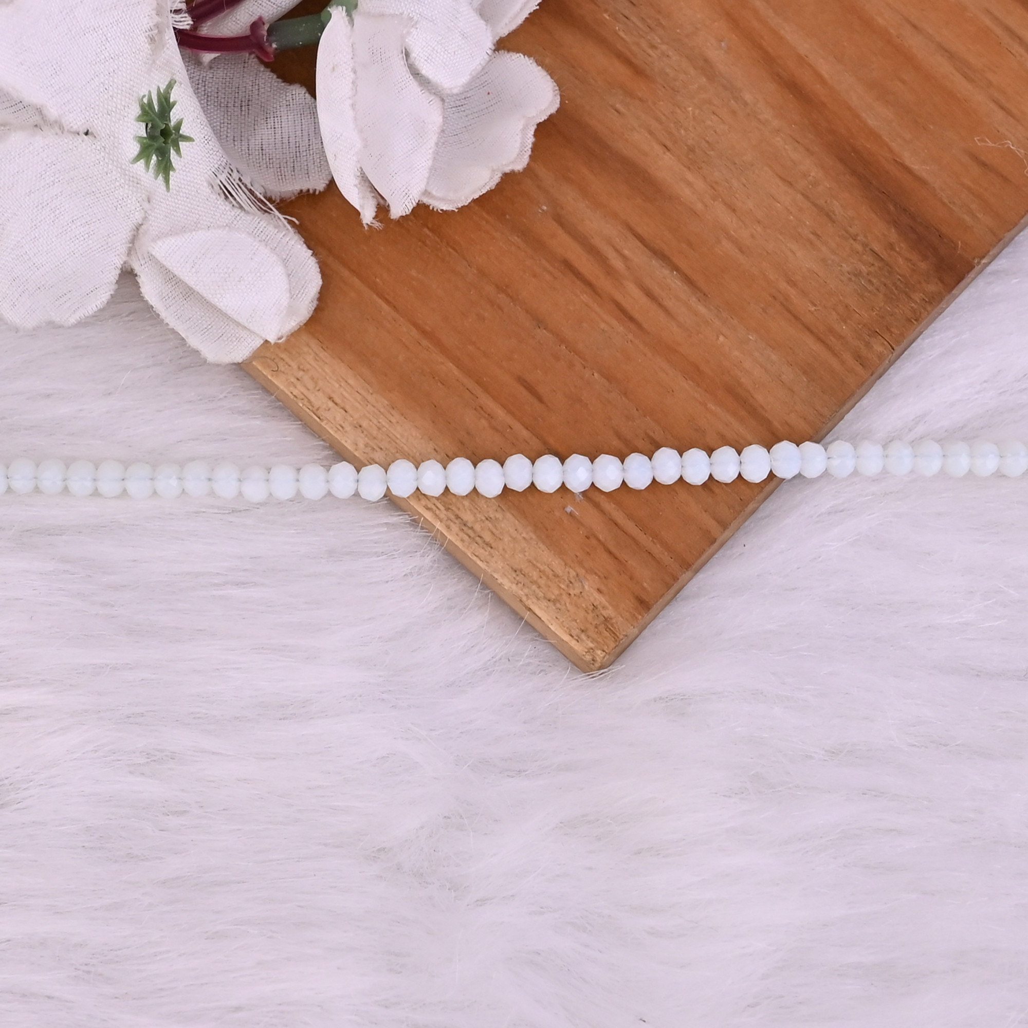 Natural Opalite Loose Gemstone 58 Gram 4x3 mm Round Briolette Faceted Beads Strand for Jewelry Making 1 Line Strand