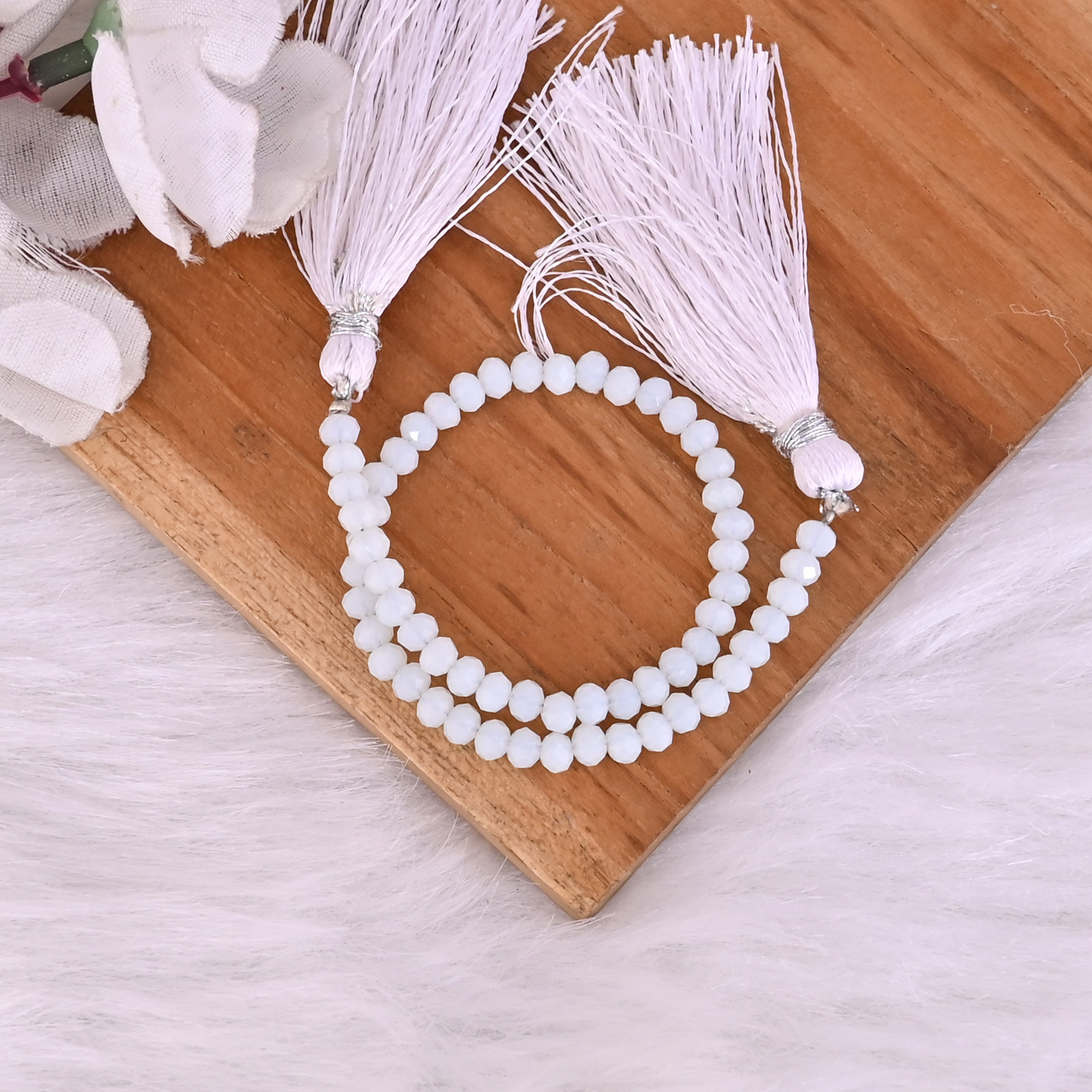 Natural Opalite Loose Gemstone 58 Gram 4x3 mm Round Briolette Faceted Beads Strand for Jewelry Making 1 Line Strand