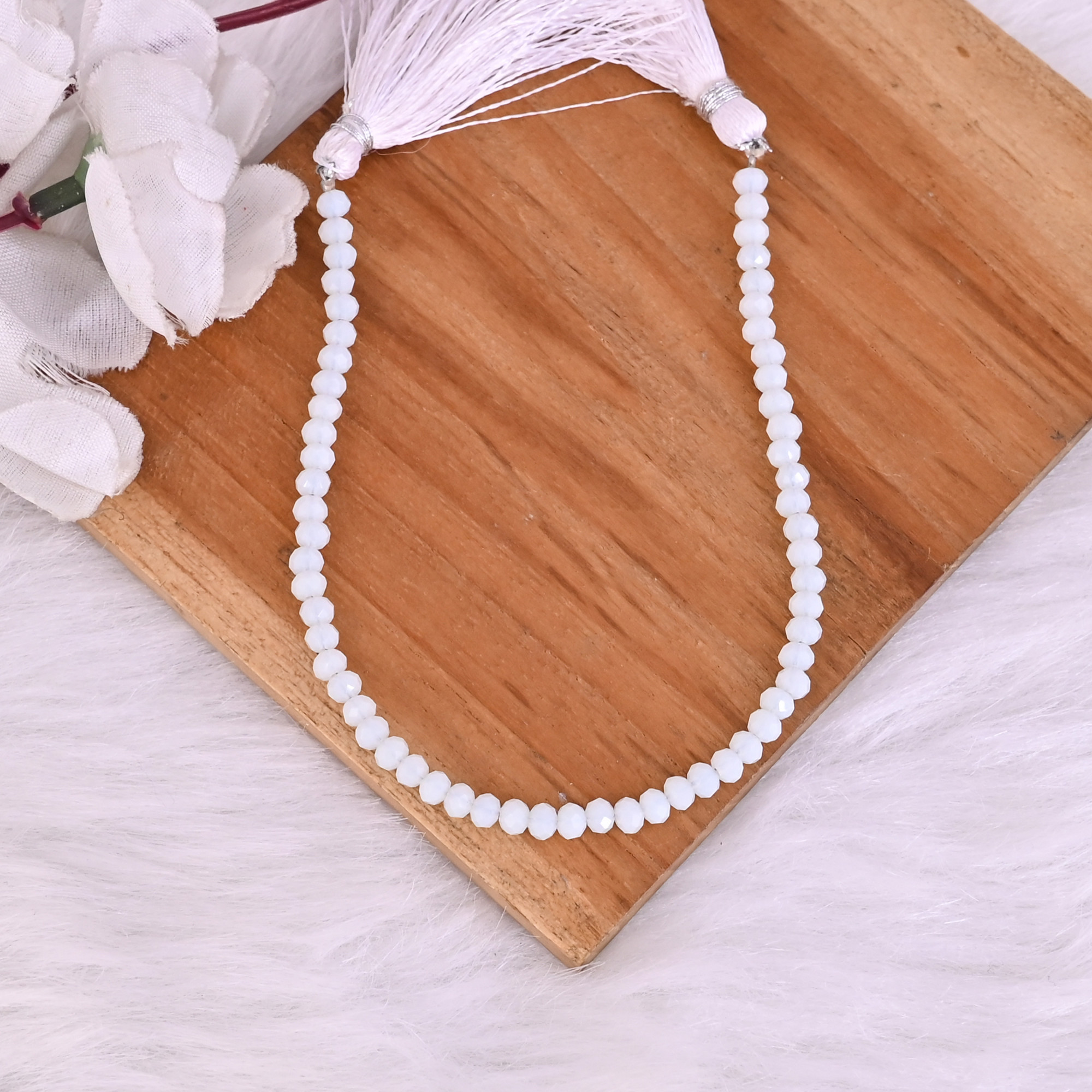 Natural Opalite Loose Gemstone 58 Gram 4x3 mm Round Briolette Faceted Beads Strand for Jewelry Making 1 Line Strand