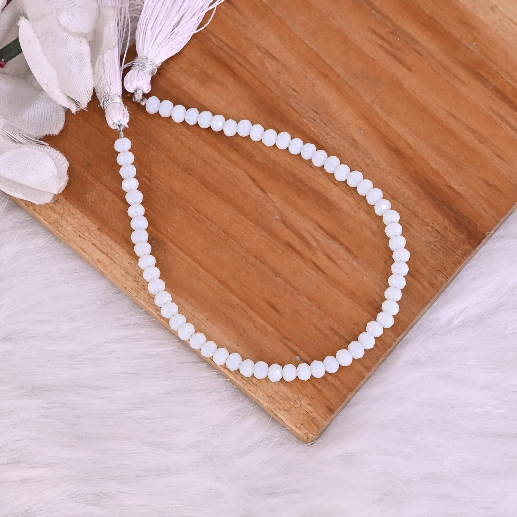 Natural Opalite Loose Gemstone 58 Gram 4x3 mm Round Briolette Faceted Beads Strand for Jewelry Making 1 Line Strand