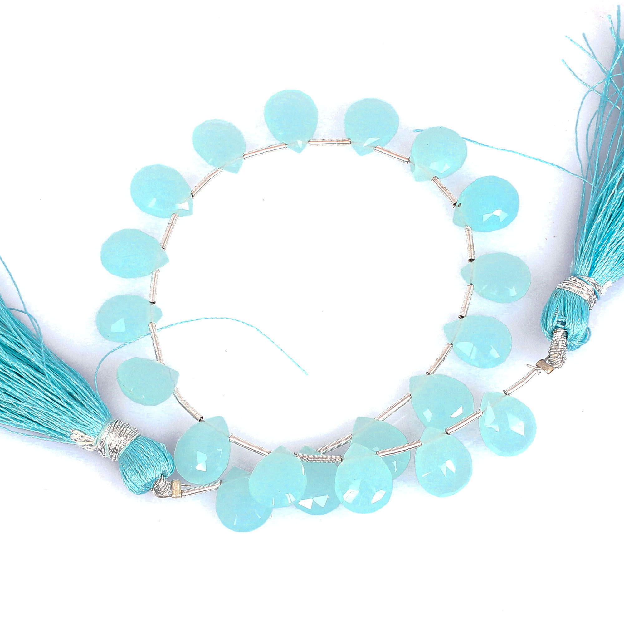 Natural Aqua Chalcedony Loose Gemstone 101 Gram 10x8 mm Teardrop Briolette Faceted Beads Strand for Jewelry Making  1 Line Strand