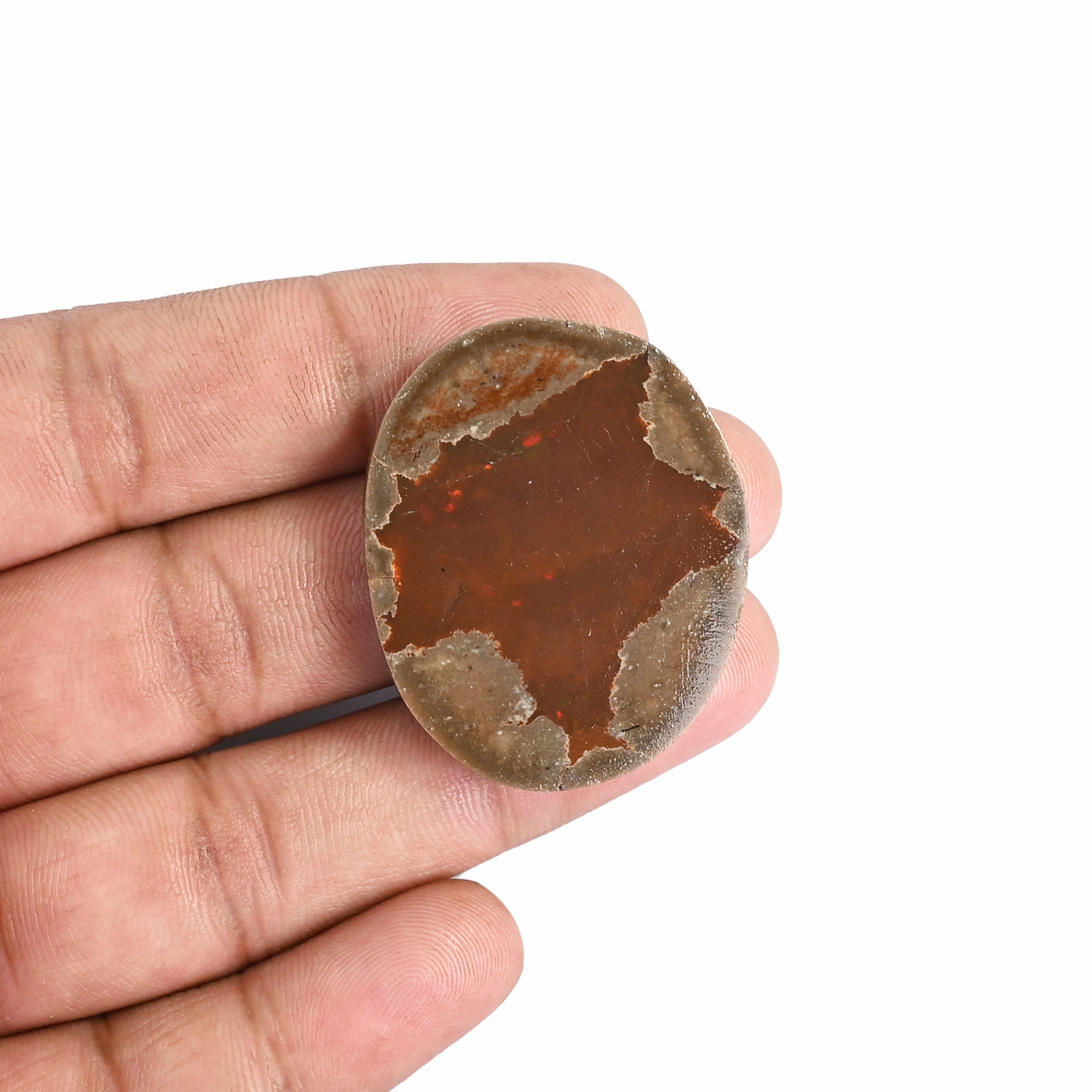 The Opals Radiance Round Shape Stone Size 38X31 MM Weight 56Cts Natural Gemstone
