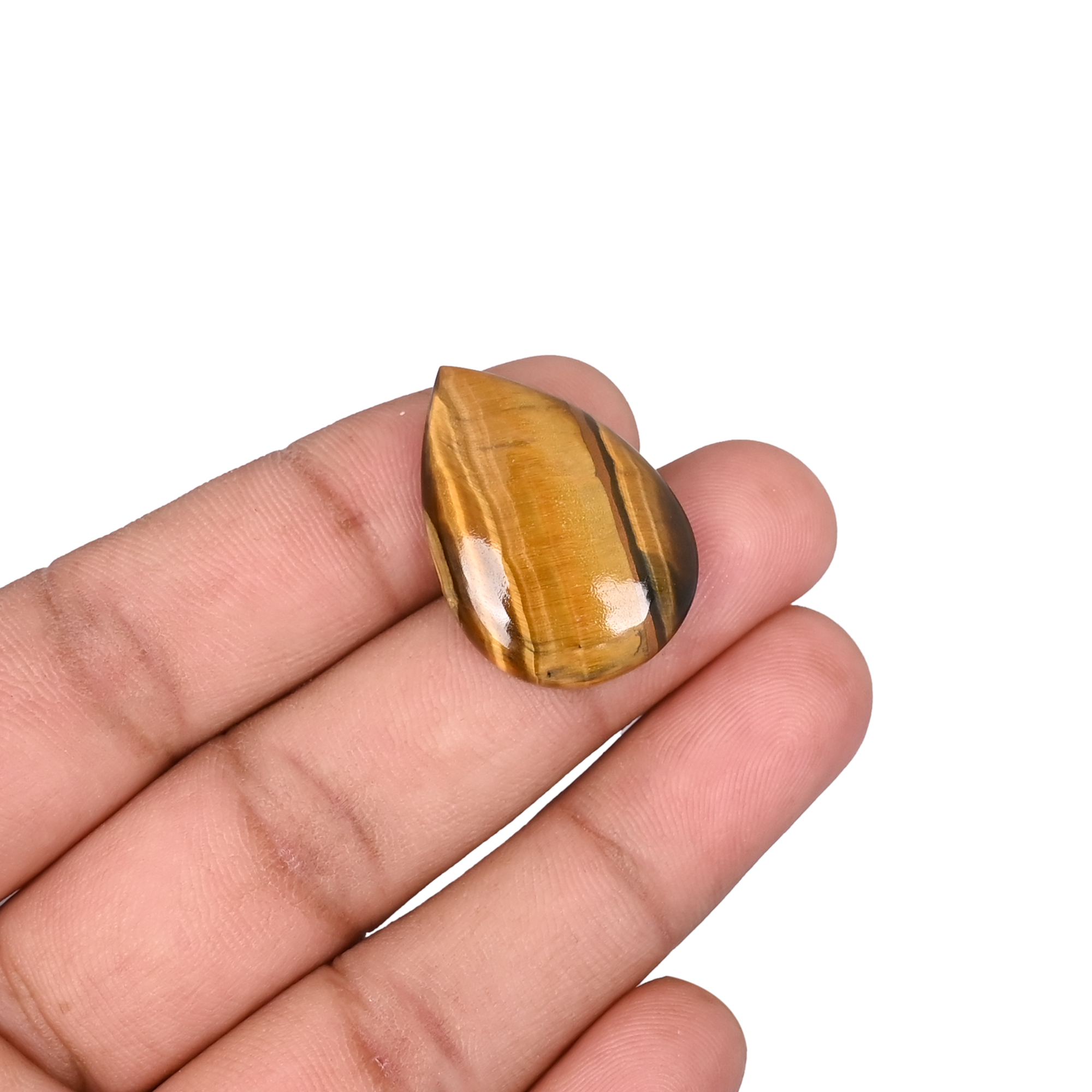 Natural Tiger Eye Pear Shape Gemstone Cabochon Cut 28x20mm 23Carat Customizable for Jewelry Making