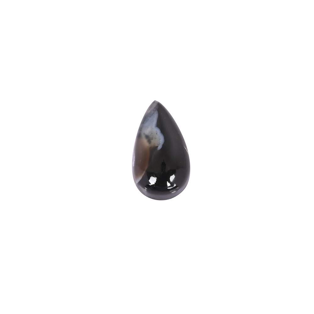 Image of Natural Black Sardonyx Pear Shape Cabochon Gemstone 19x11mm High Quality Loose Gemstone for Jewelry Making
