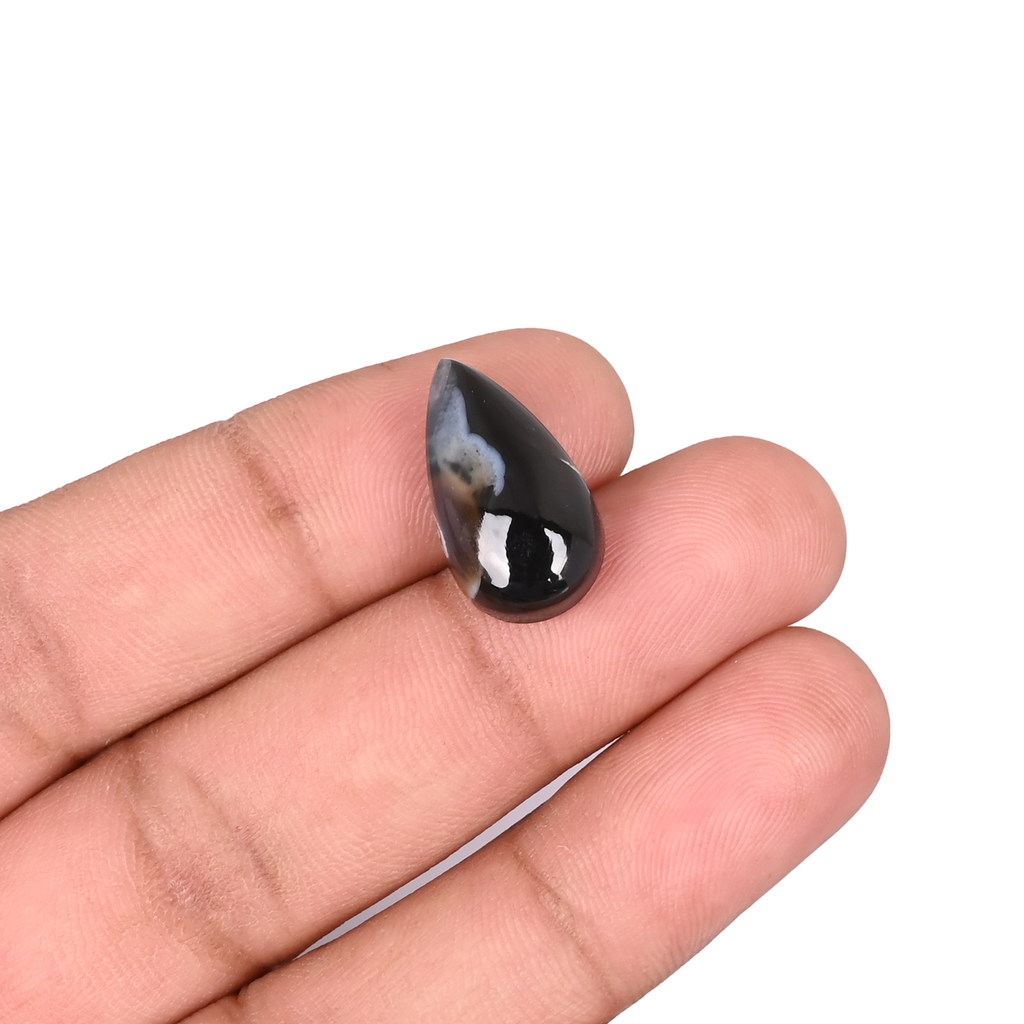 Natural Black Sardonyx Pear Shape Cabochon Gemstone 19x11mm High Quality Loose Gemstone for Jewelry Making