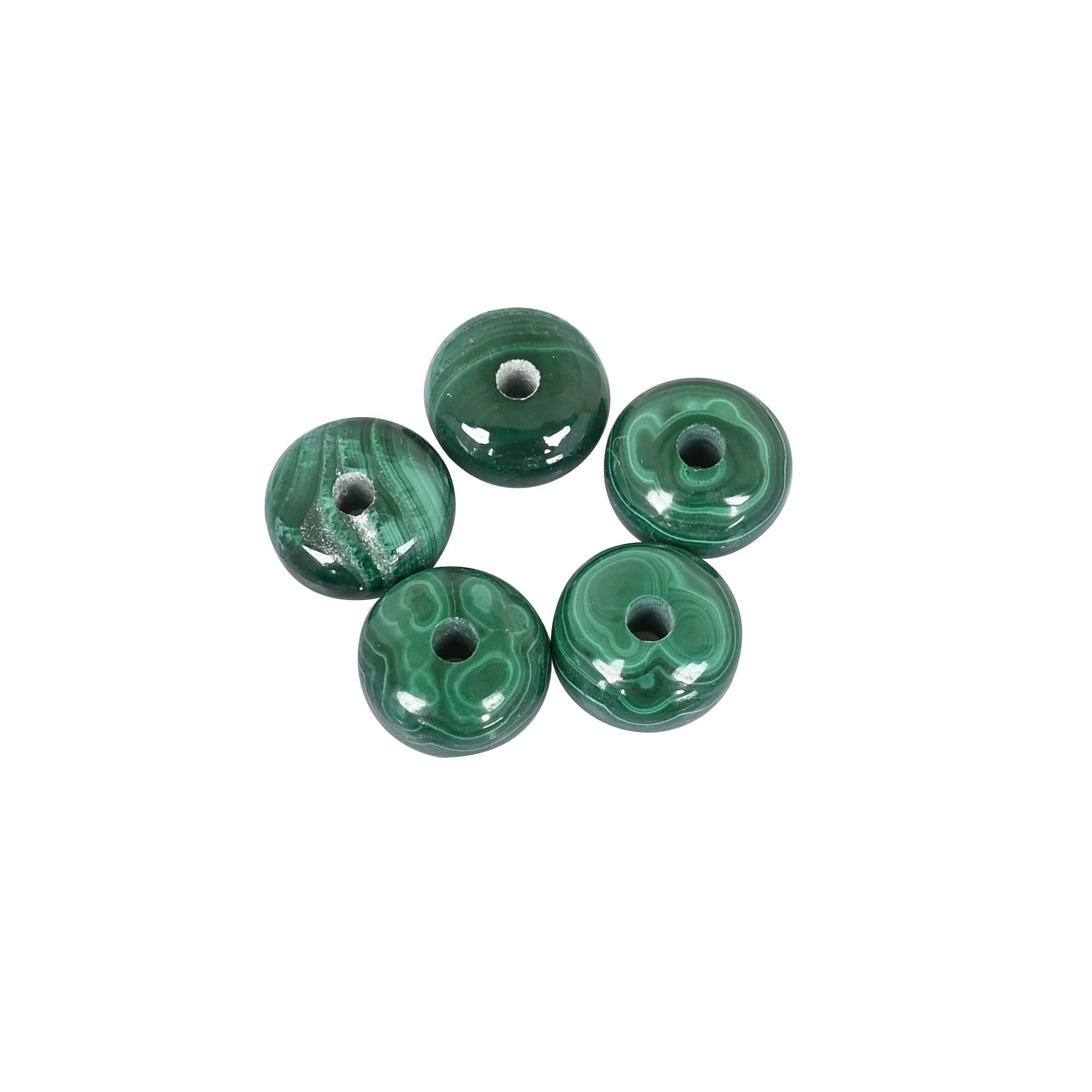 Natural Malachite Roundel Beads Premium Polished Loose Gemstone 14x8x3mm 1765 Carat with Hole Diameter for Jewelry Making