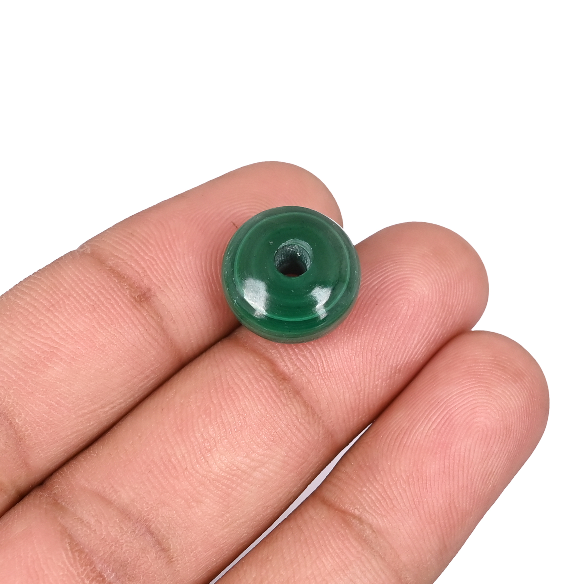 Natural Malachite Roundel Beads Premium Polished Loose Gemstone 14x8x3mm 1765 Carat with Hole Diameter for Jewelry Making