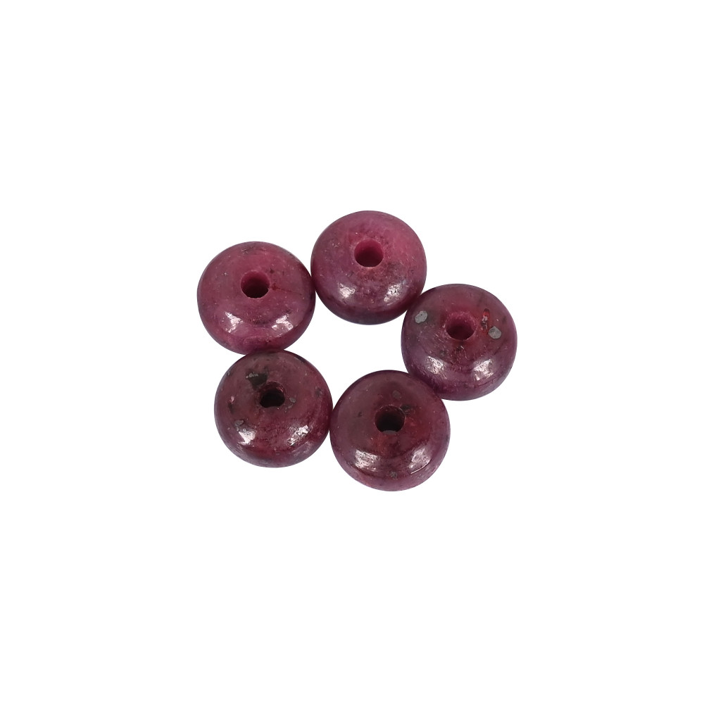 Image of Natural Ruby Corundum Beads Polished Roundel Gemstone Beads for Jewelry Making