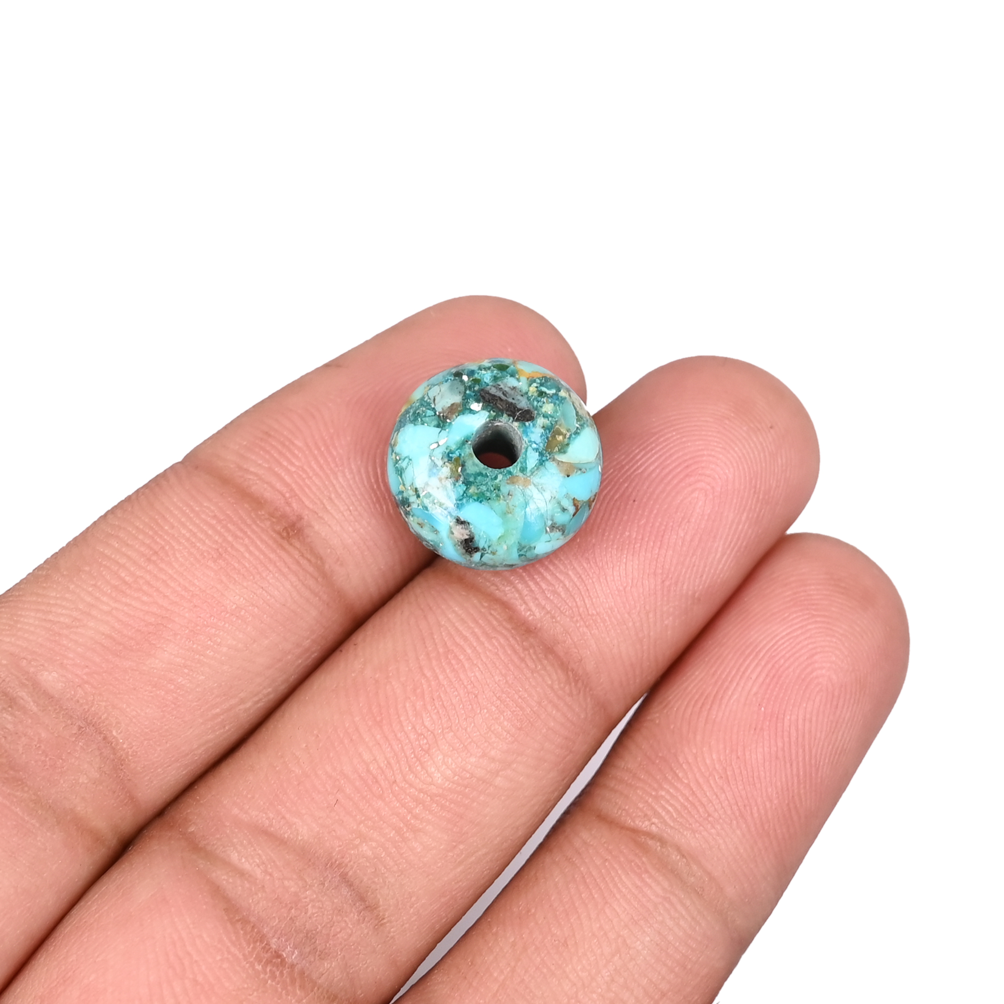Natural Turquoise Polished Roundel Gemstone Beads 14x8x3mm 915 Carat for Jewelry Making